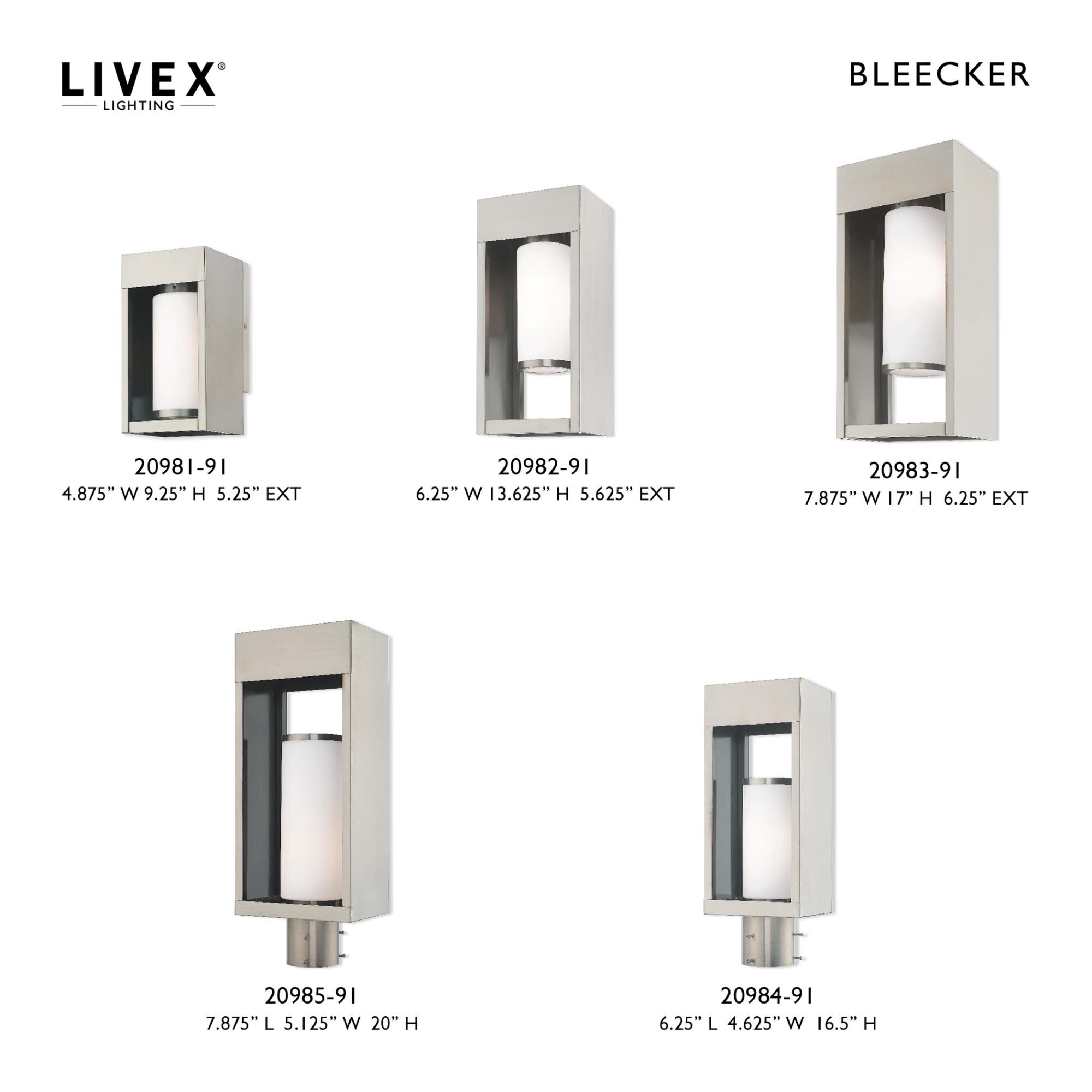 Bleecker 16 Inch Tall 1 Light Outdoor Post Lamp by Livex Lighting