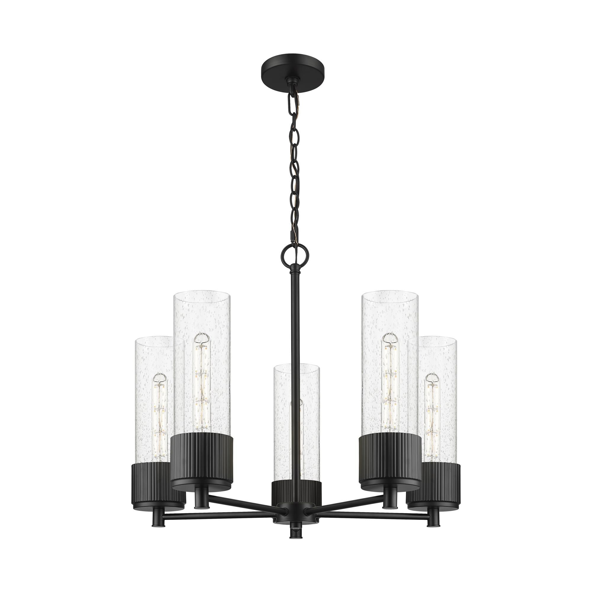 Shown in Matte Black finish and Seedy glass