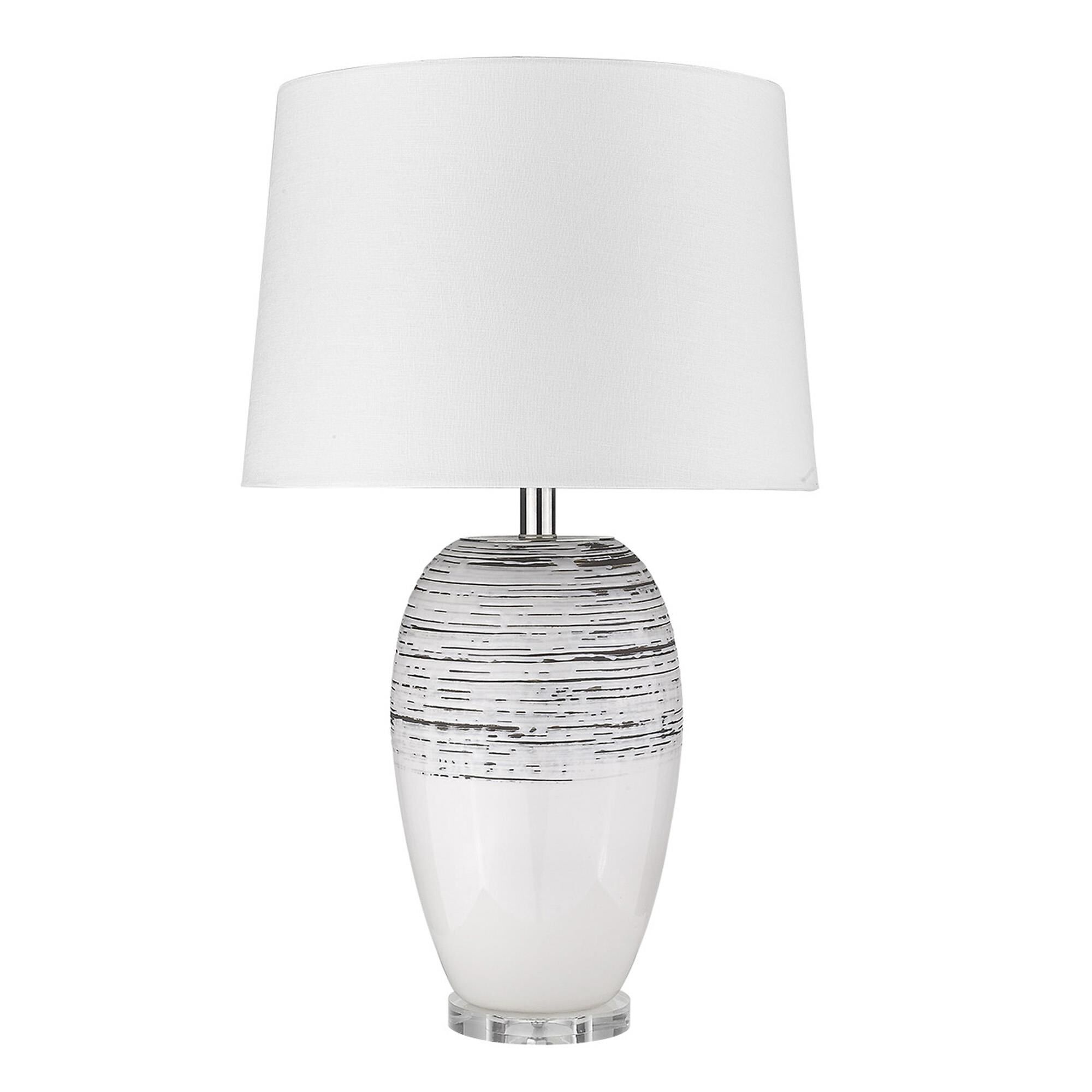 Shown in Polished Nickel finish and Seasalt glass and Seasalt Linen Tapered Drum shade