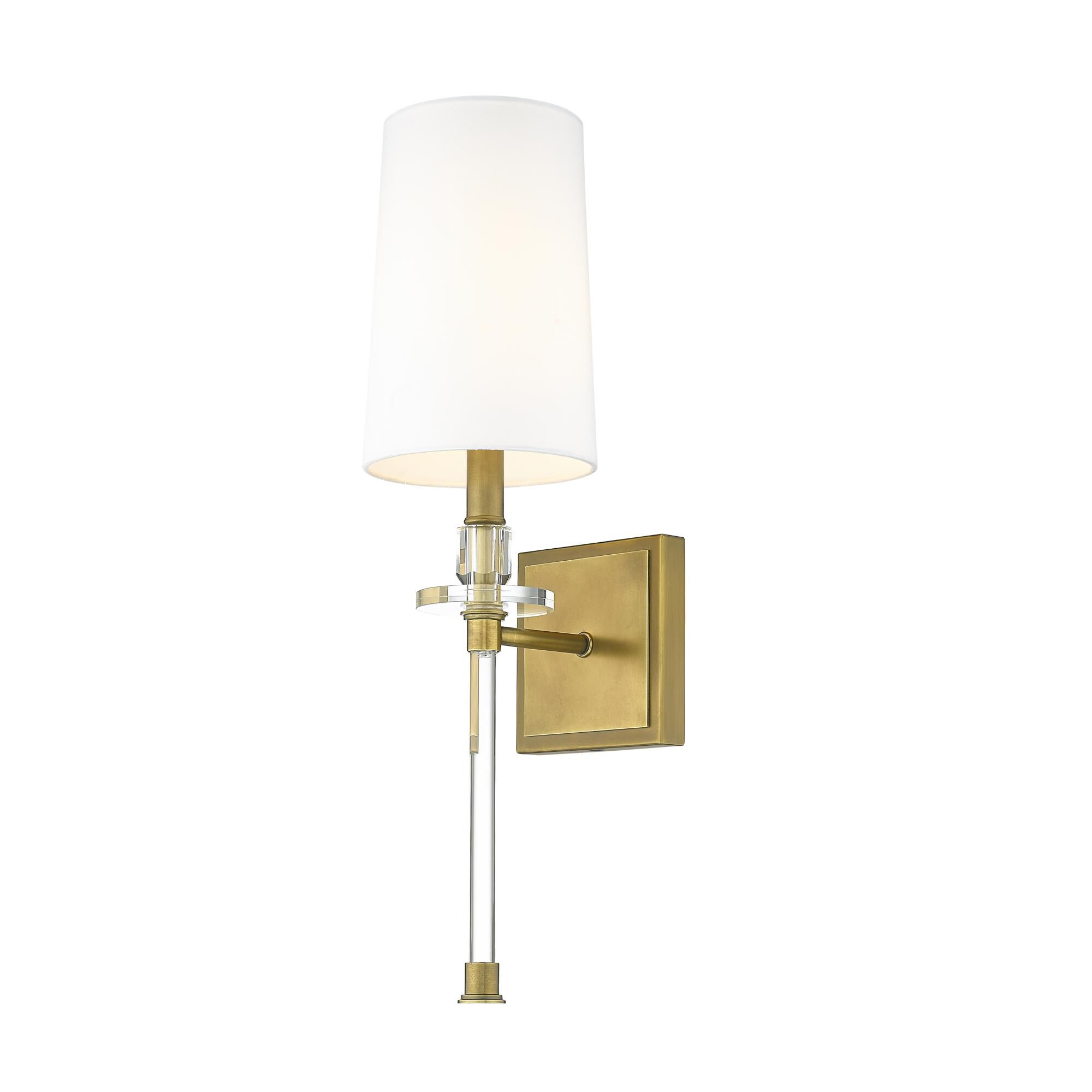 Shown in Rubbed Brass finish and Fabric glass and Fabric shade