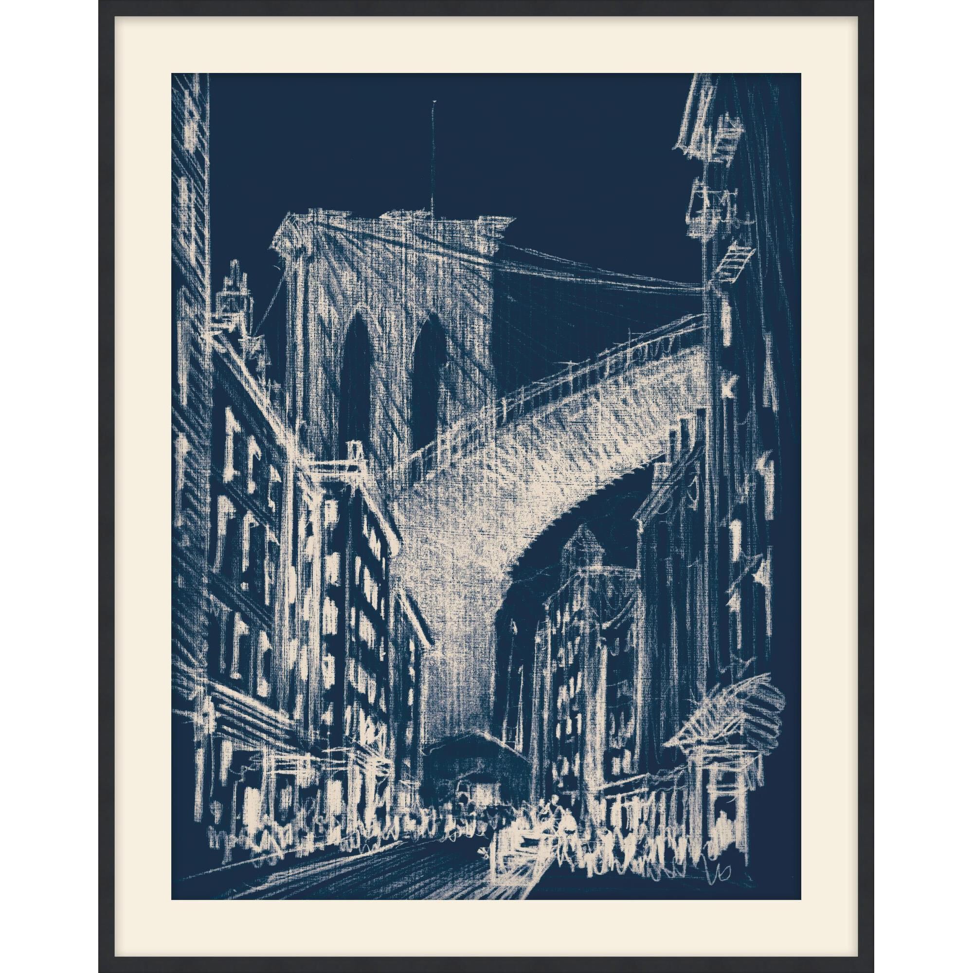 Under Brooklyn Bridge Blue Print by LEVEL57