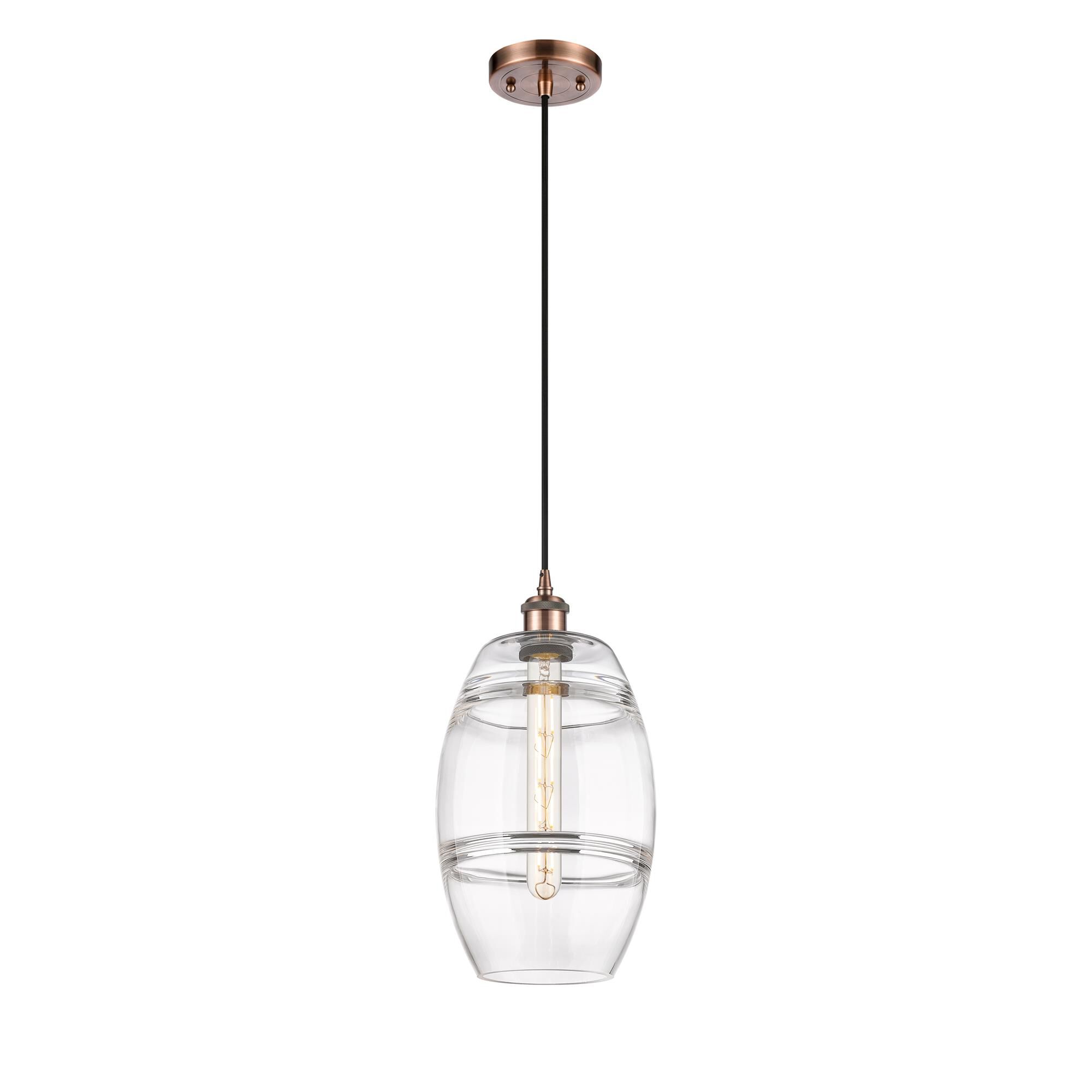 Shown in Antique Copper finish and Clear glass