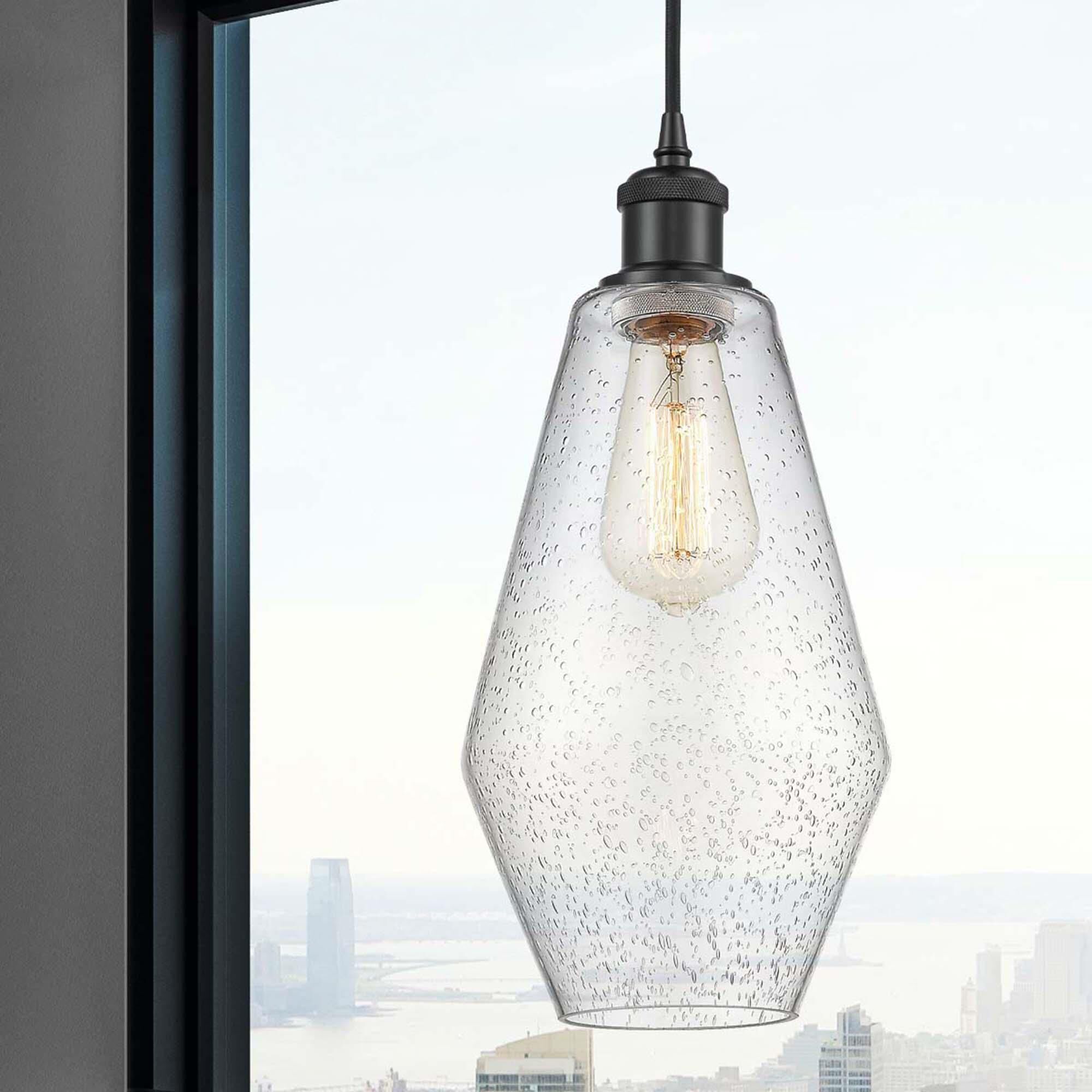 Shown in Matte Black finish and Seedy glass