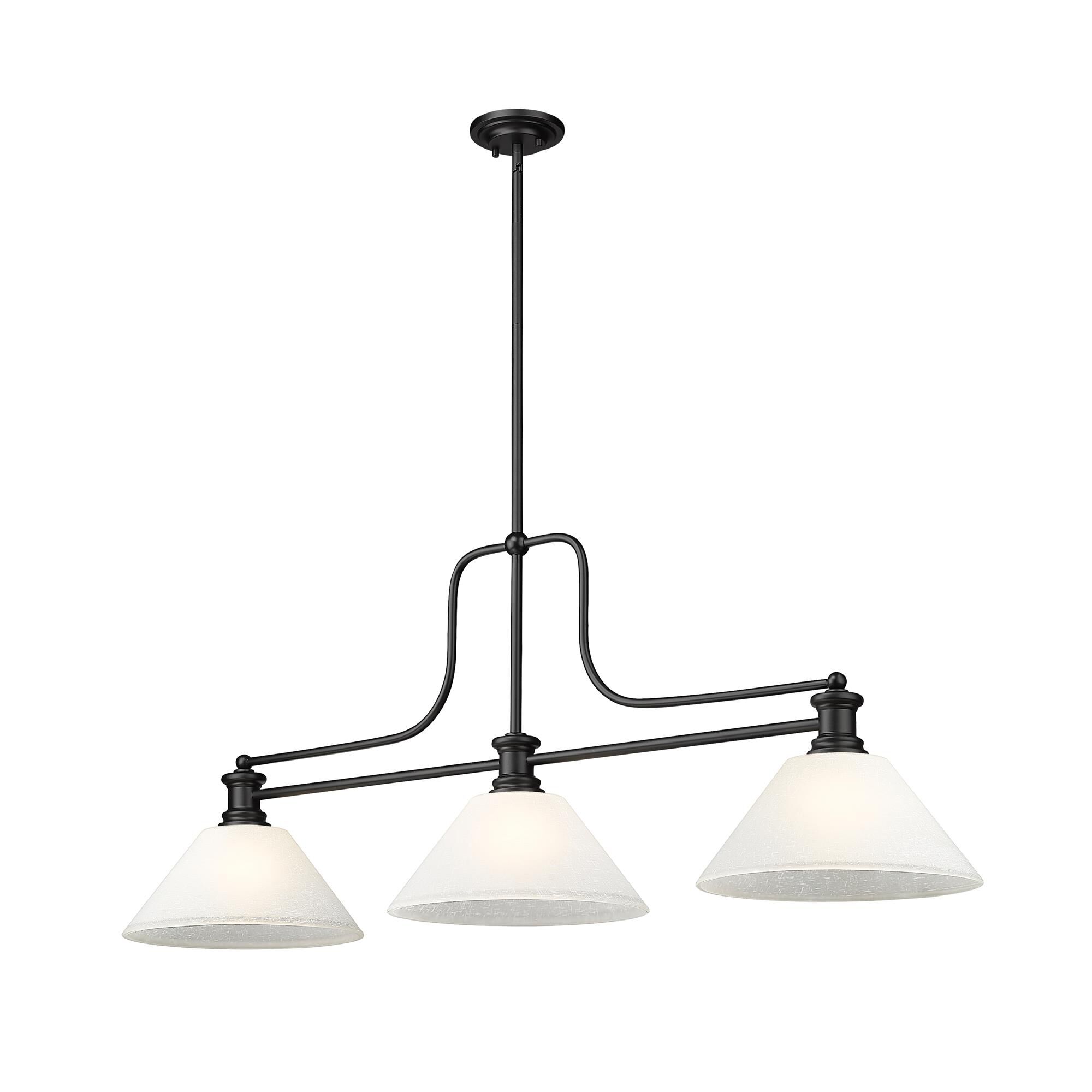 Shown in Matte Black finish and White Linen shade
