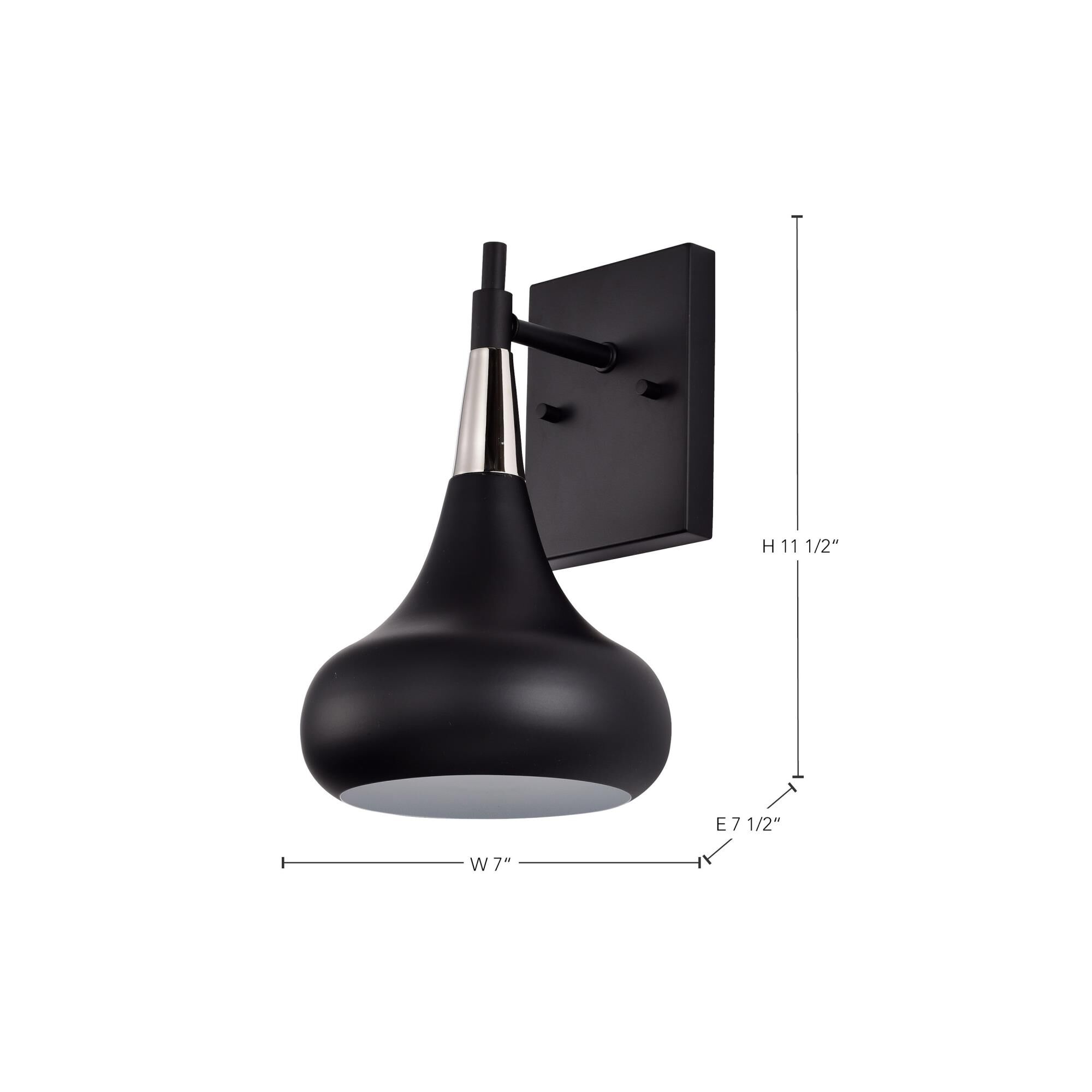 Shown in Matte Black and Polished Nickel finish