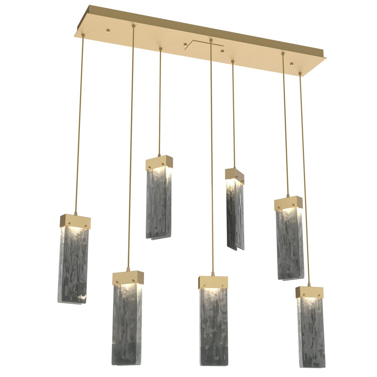 Shown in Gilded Brass finish and Smoke Granite glass