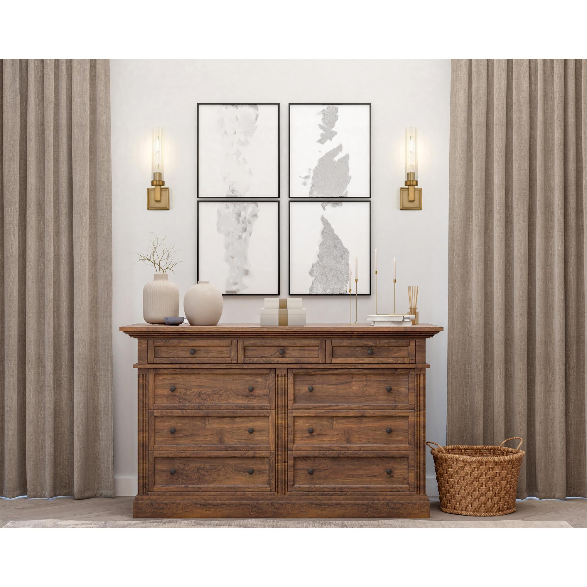 Shown in Rubbed Brass finish and Clear Ribbed glass and Clear Ribbed shade