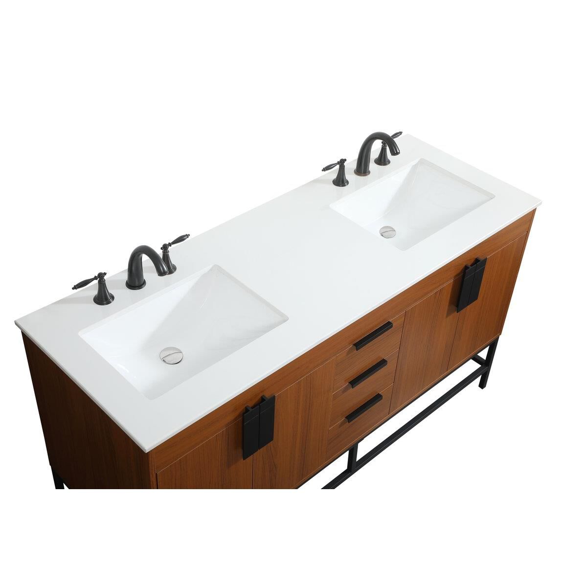 Shown in Teak finish and Without Backsplash accent