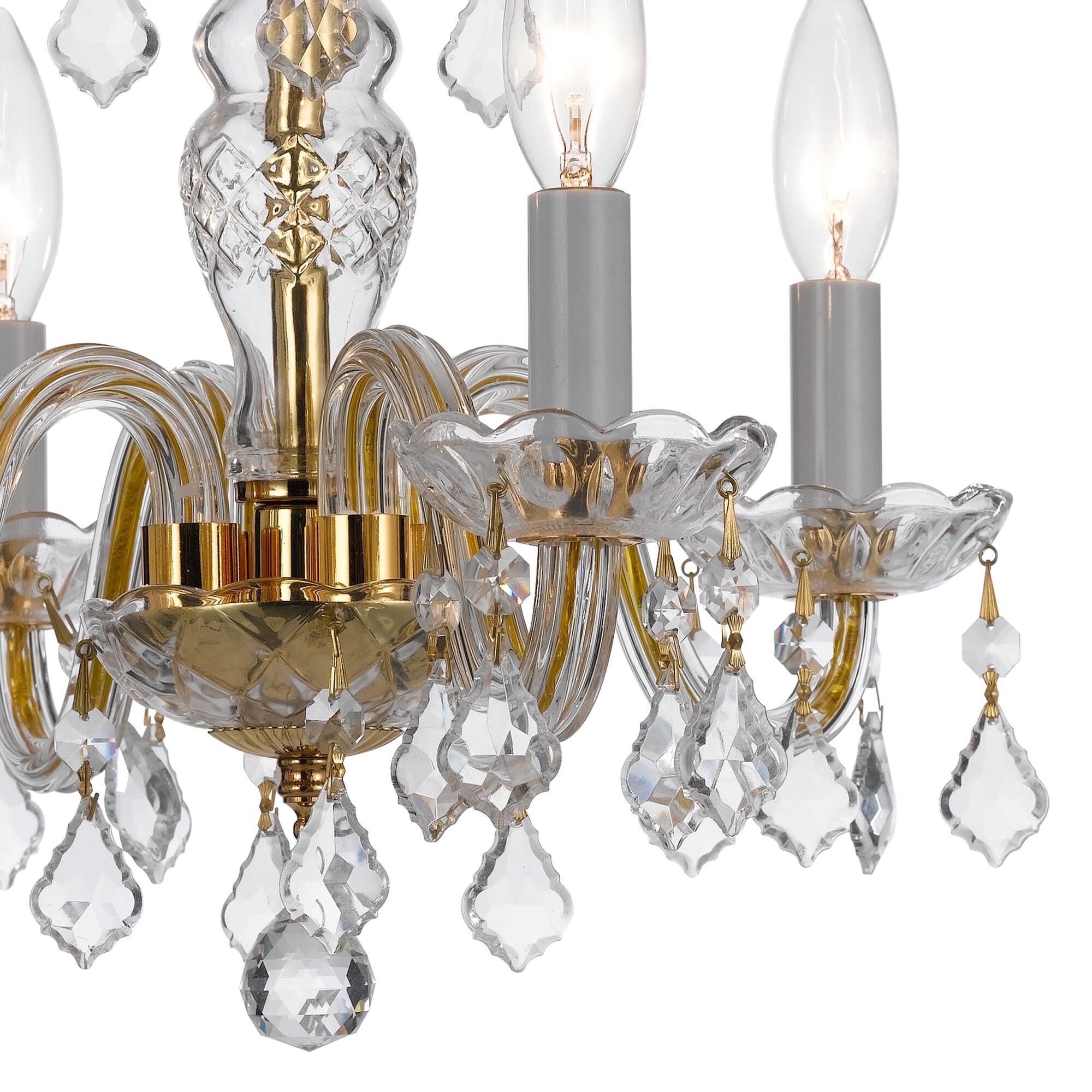 Shown in Polished Brass finish and Hand Cut Crystal crystal