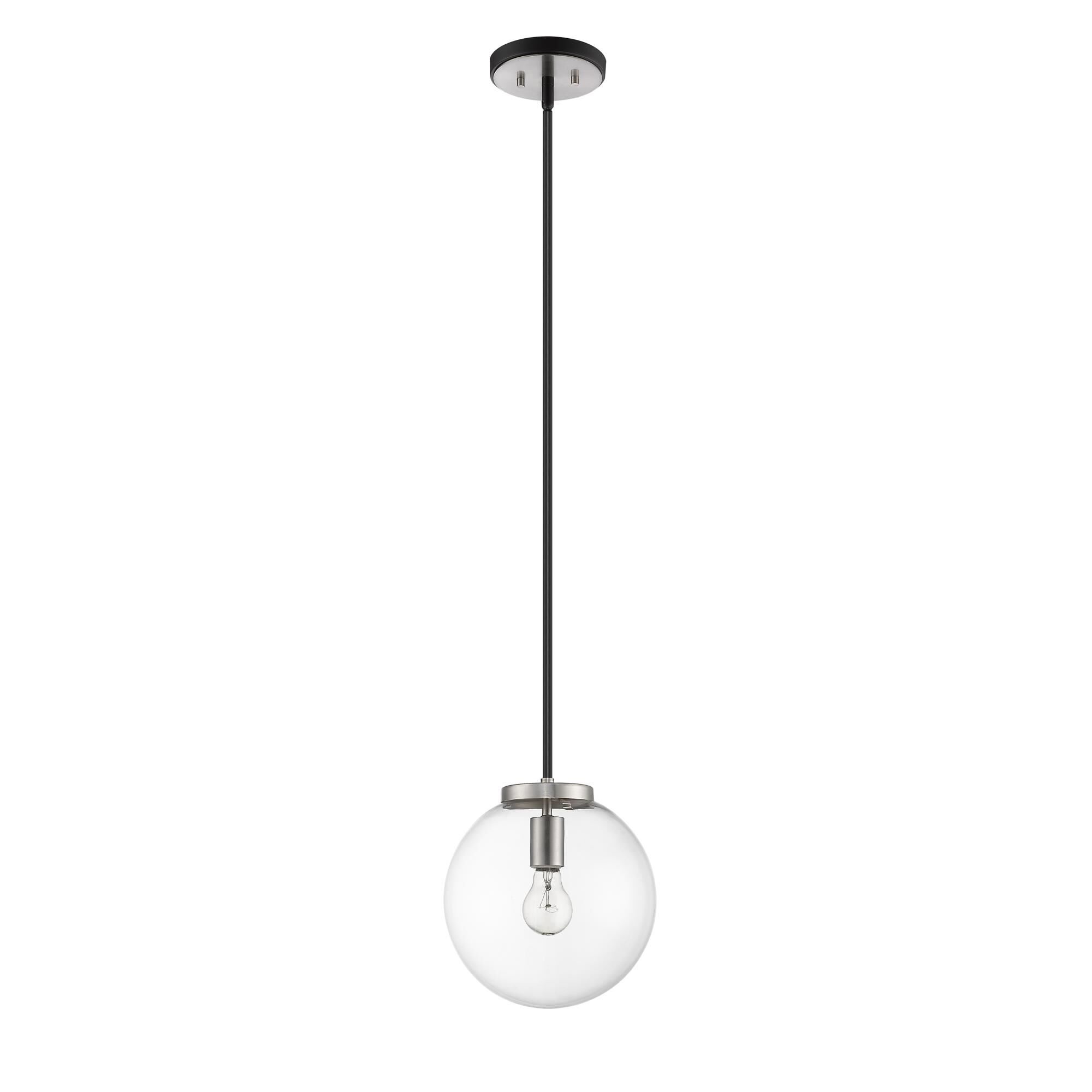 Shown in Matte Black + Brushed Nickel finish and Glass shade