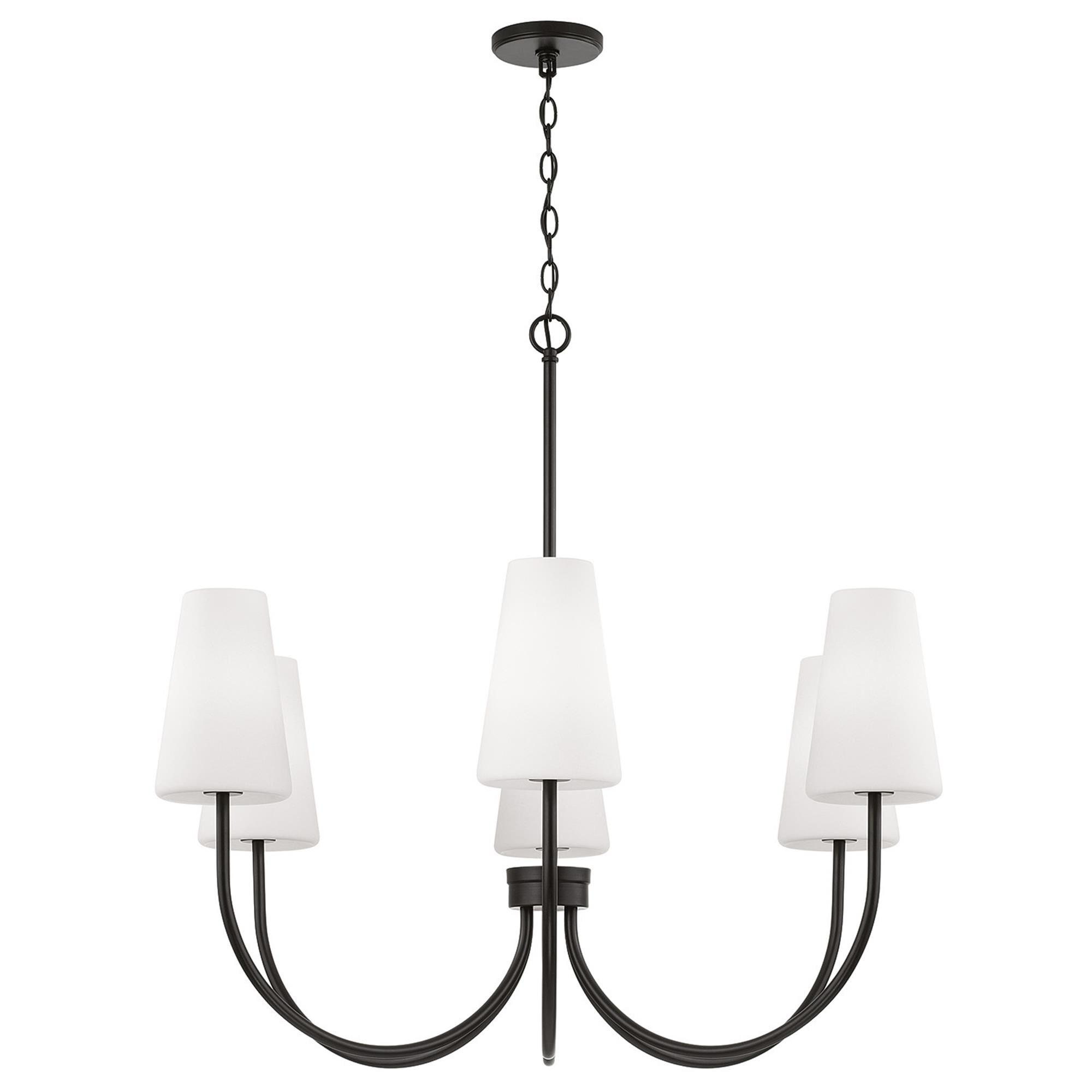 Shown in Matte Black finish and Soft White glass