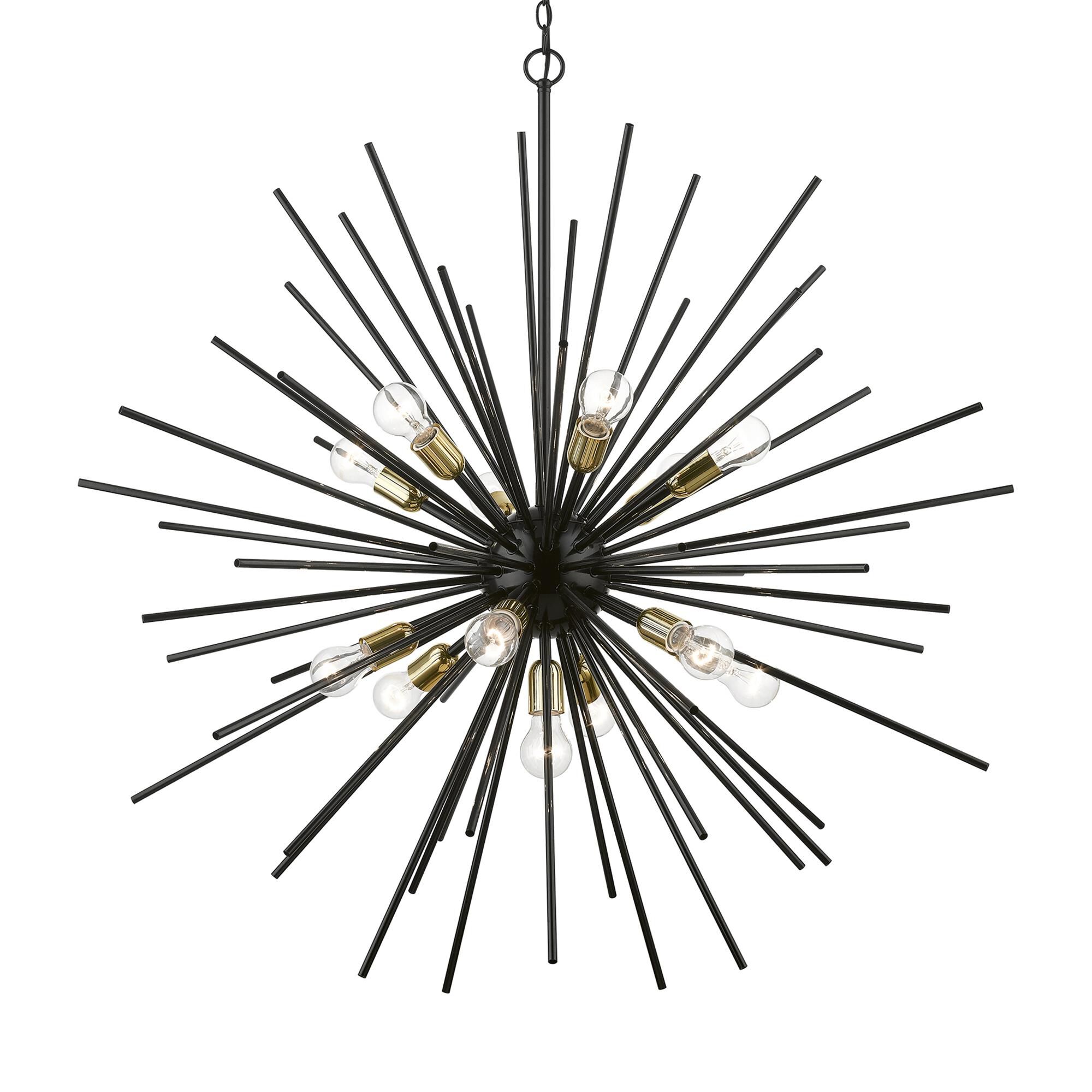 Shown in Shiny Black with Polished Brass Accents finish and Iron Pipe Rods shade