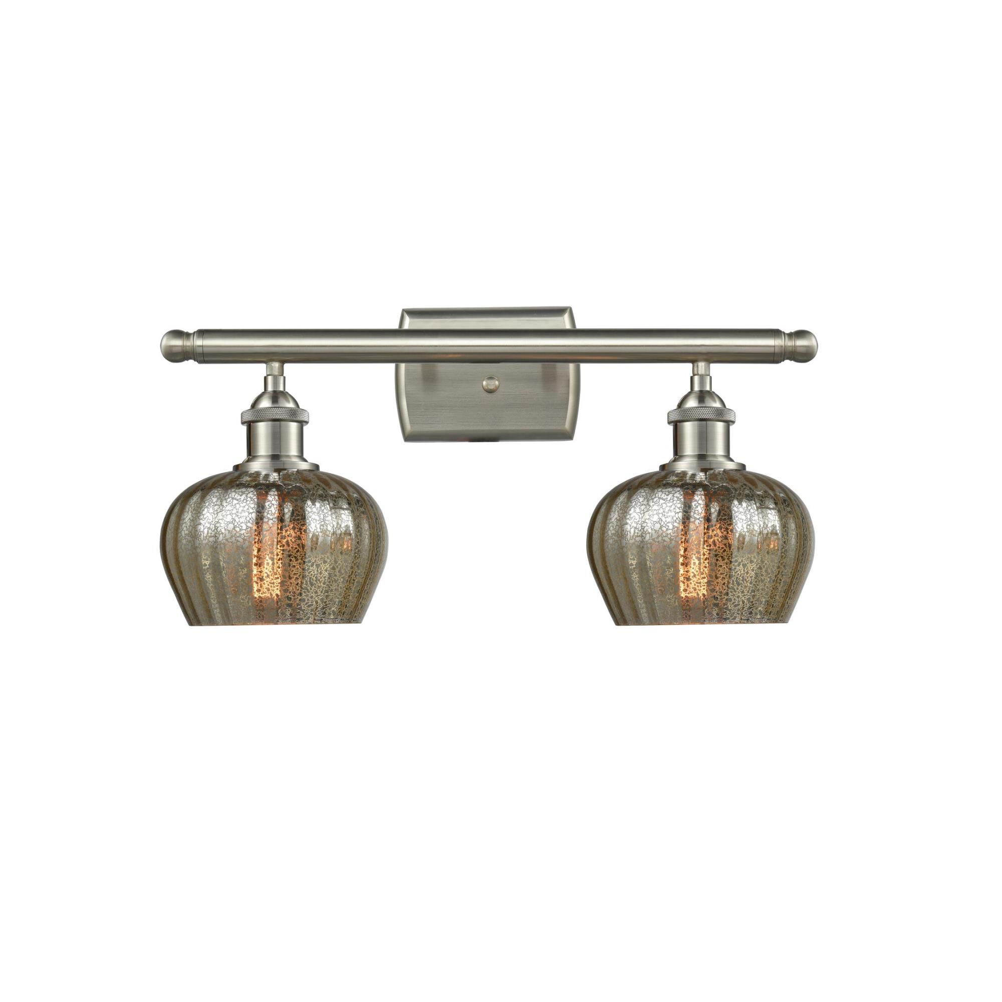 Shown in Brushed Satin Nickel finish and Mercury Fluted glass