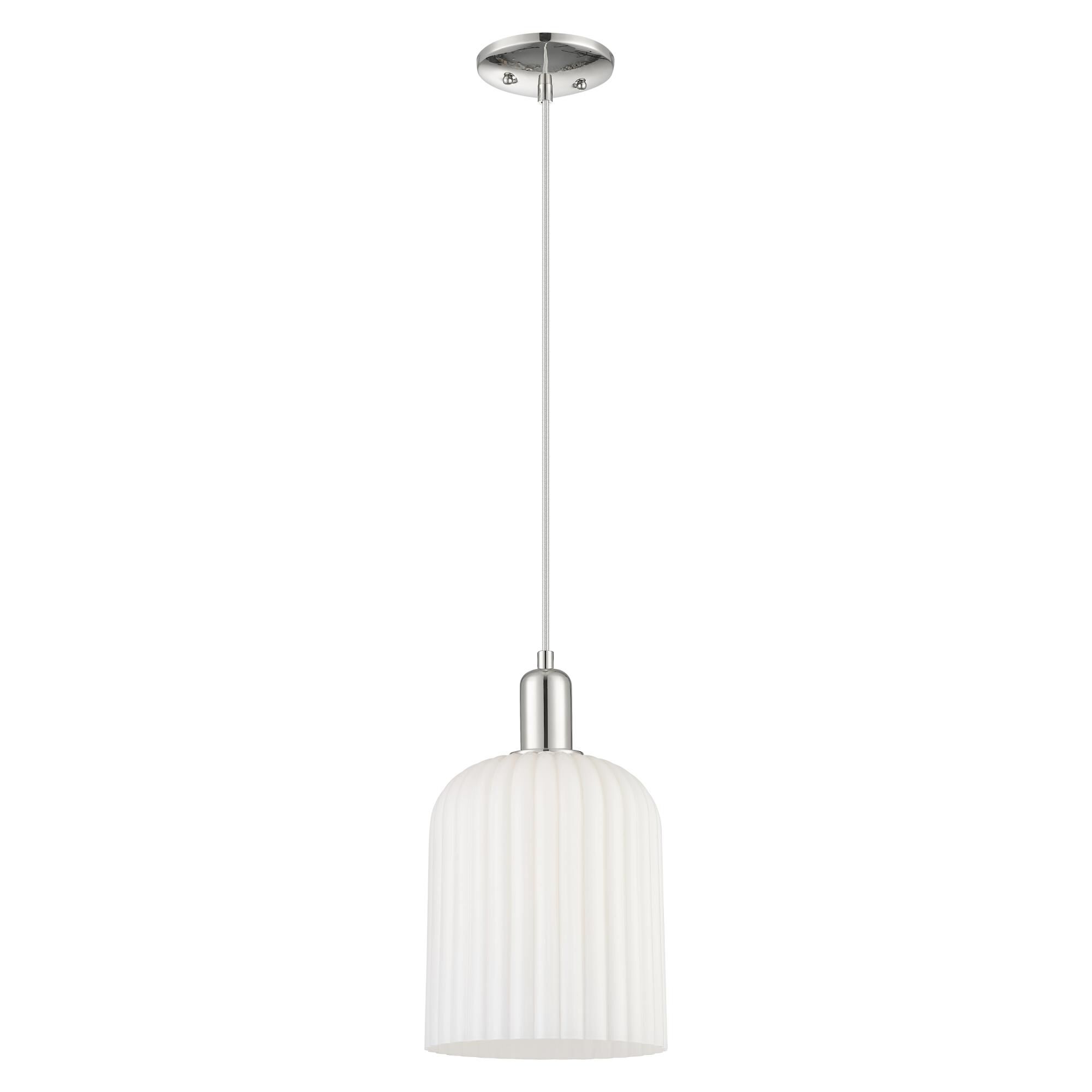 Shown in Polished Nickel finish and Gloss White glass