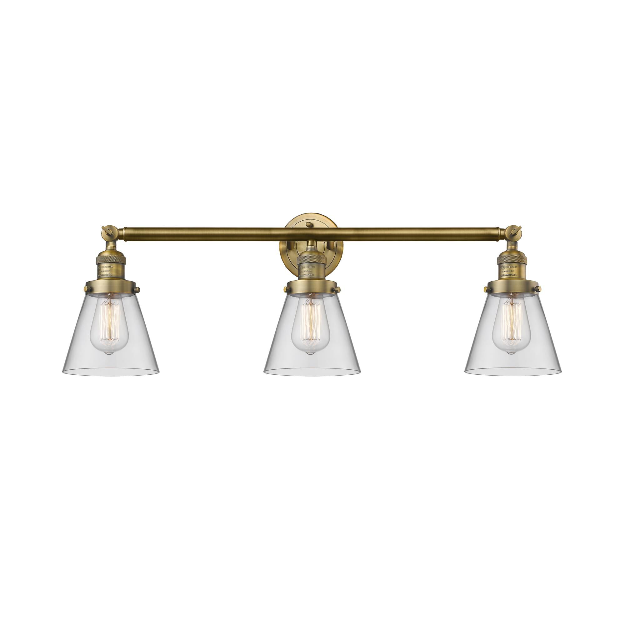 Shown in Brushed Brass finish and Clear glass
