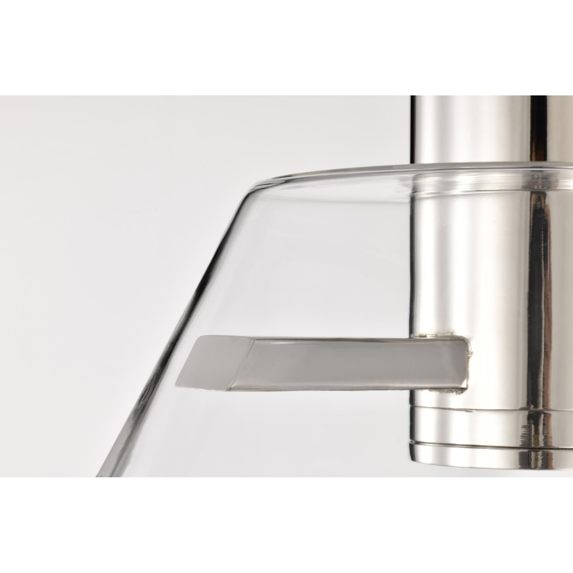 Shown in Polished Nickel finish and Clear glass