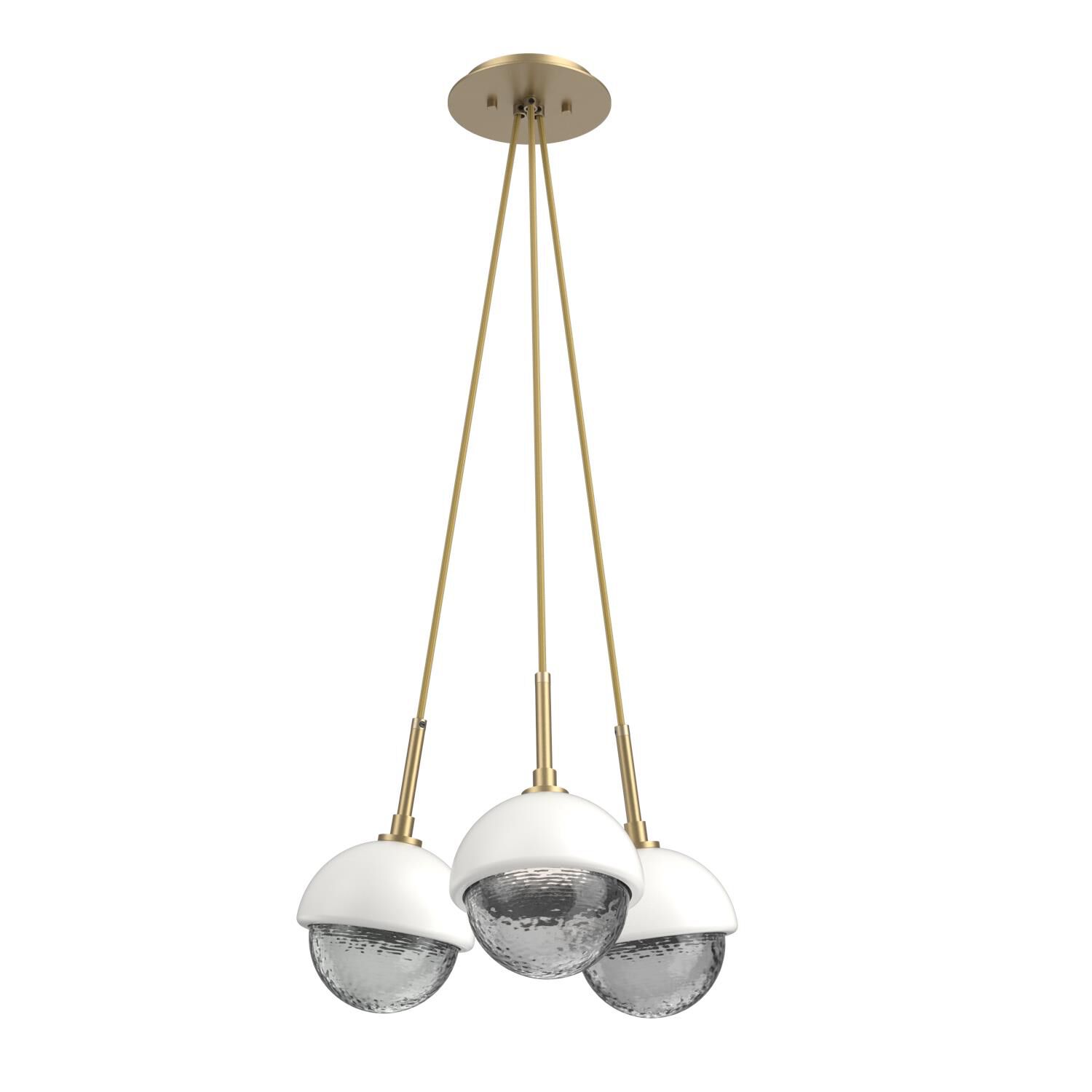 Shown in Gilded Brass finish and Smoke glass and Salt White accent