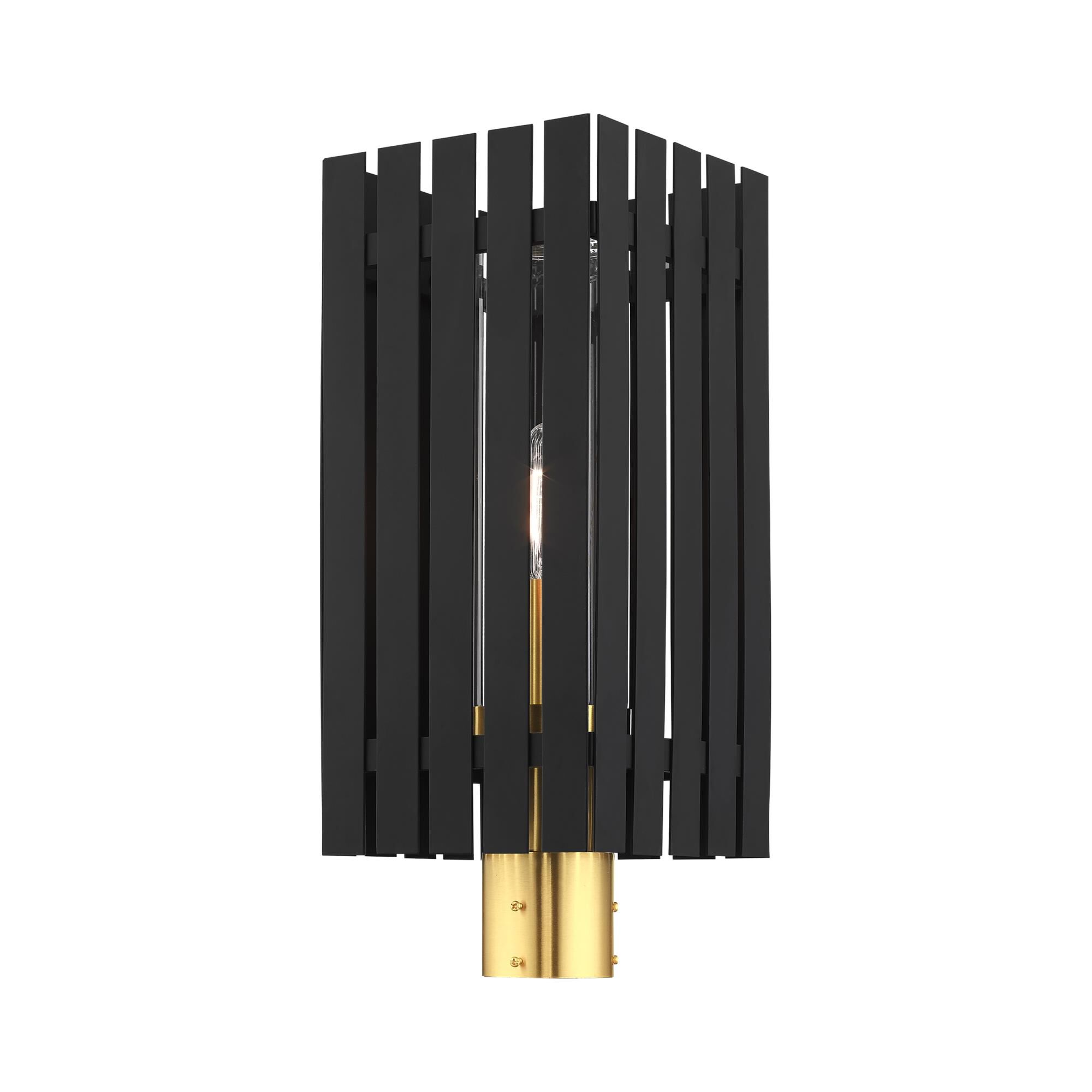 Shown in Black With Satin Brass Accents finish and Clear glass and Clear Glass shade