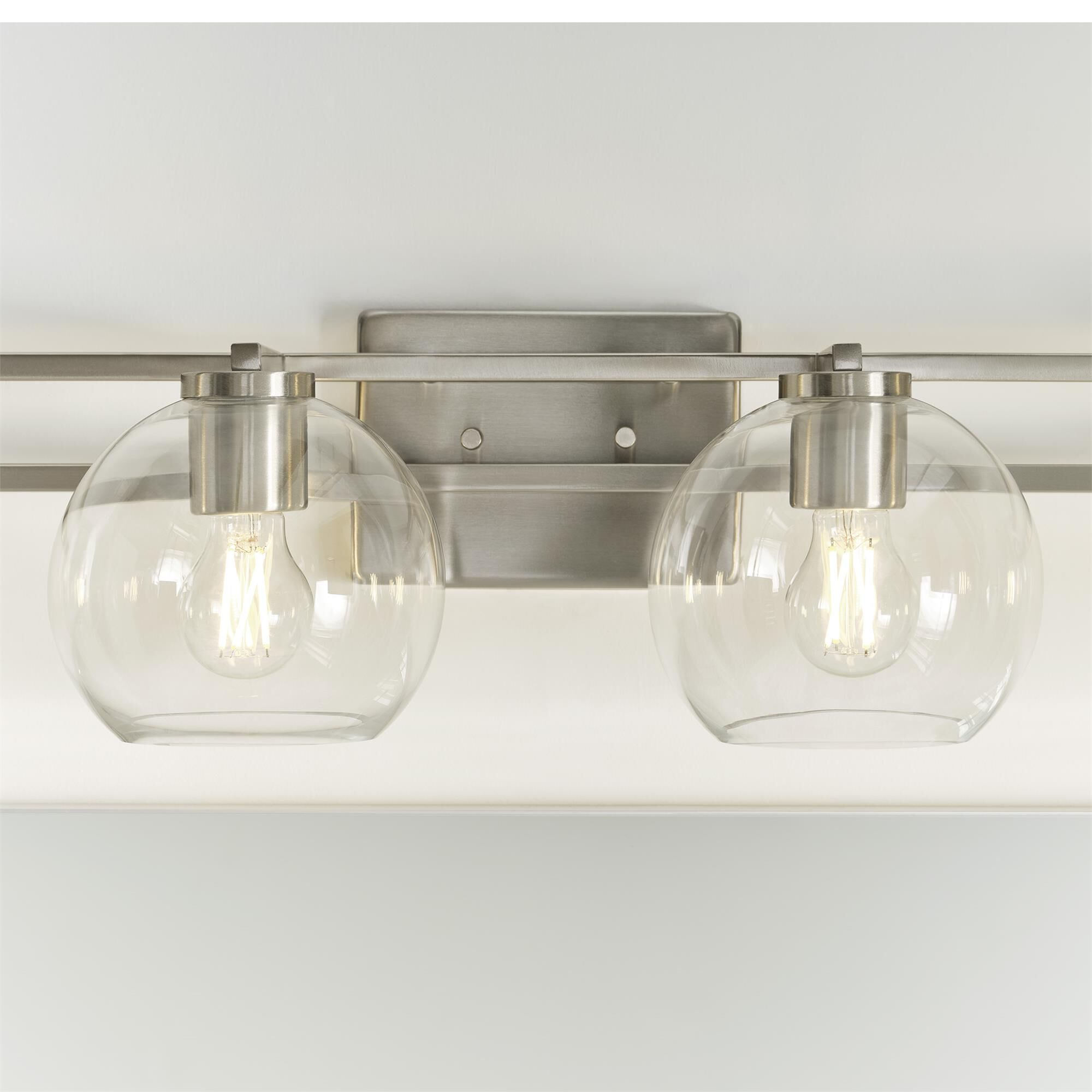 Shown in Brushed Nickel Silver finish and Clear glass