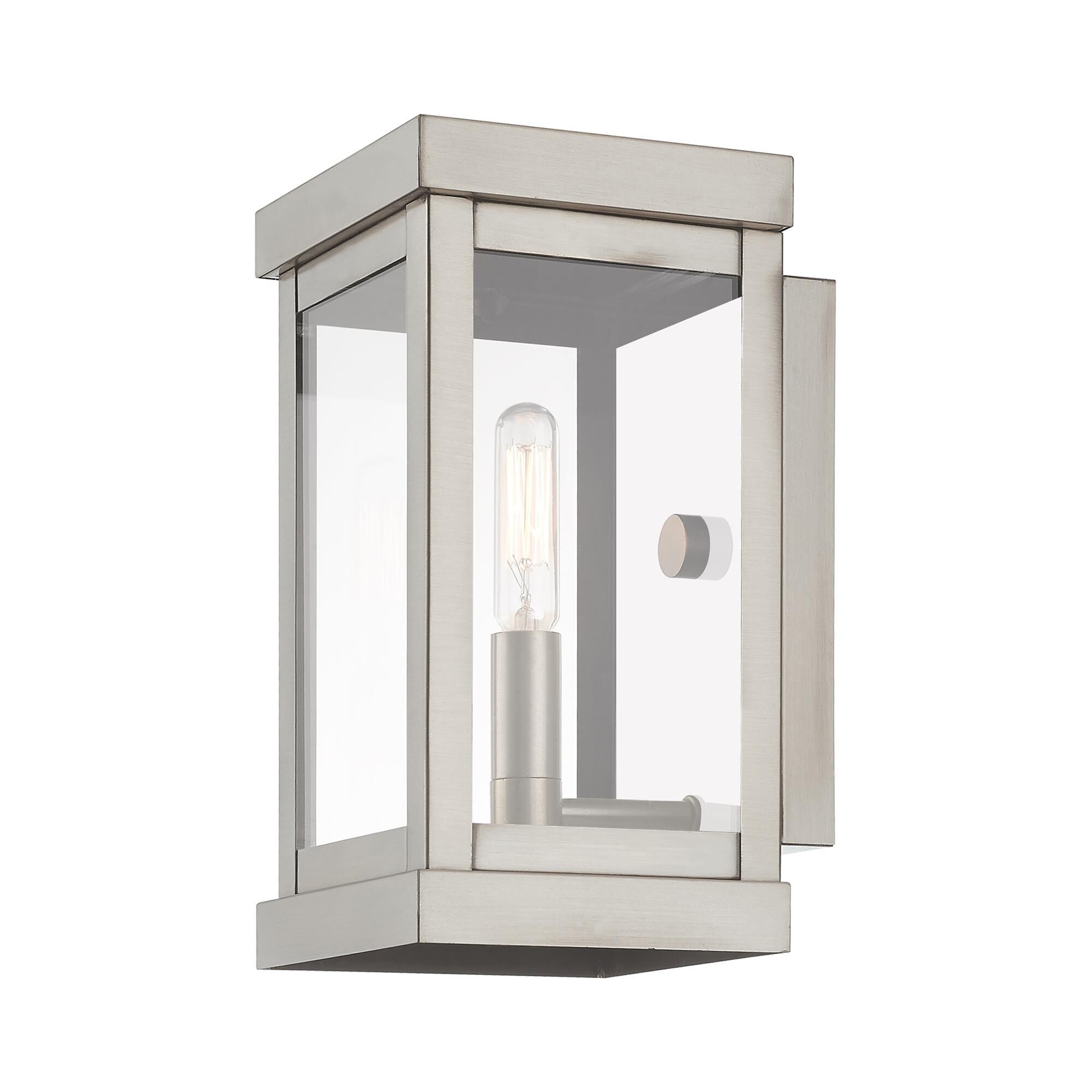 Shown in Brushed Nickel finish and Clear glass