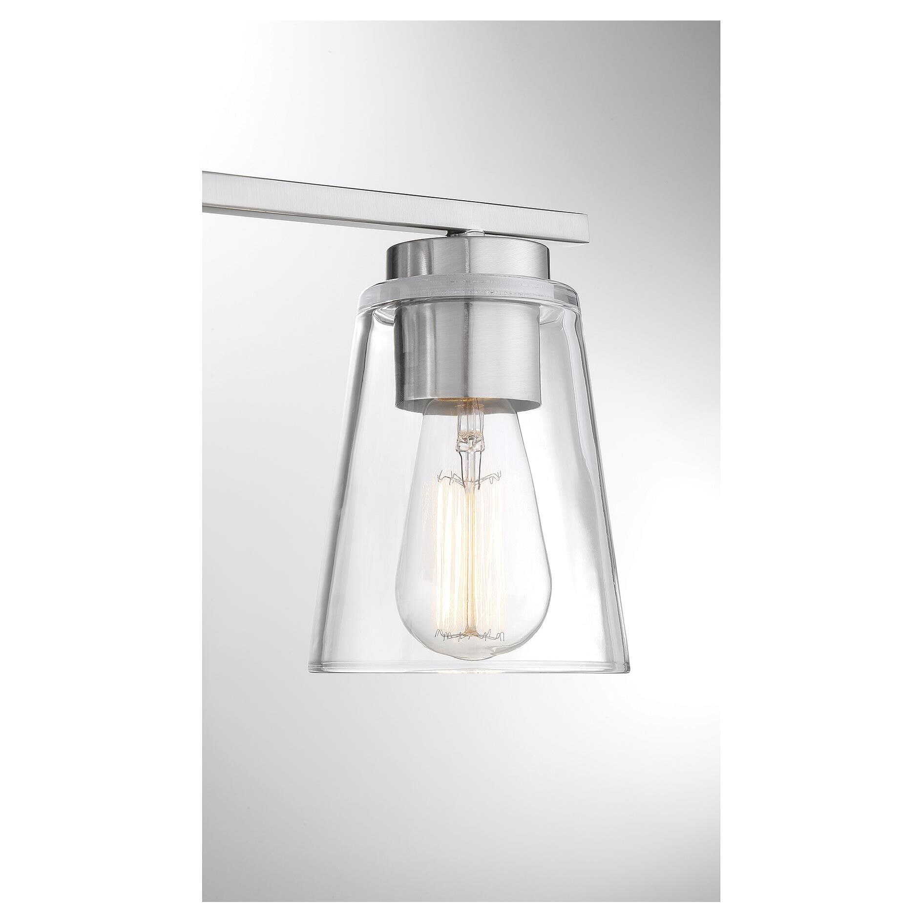 Shown in Satin Nickel finish and Clear glass