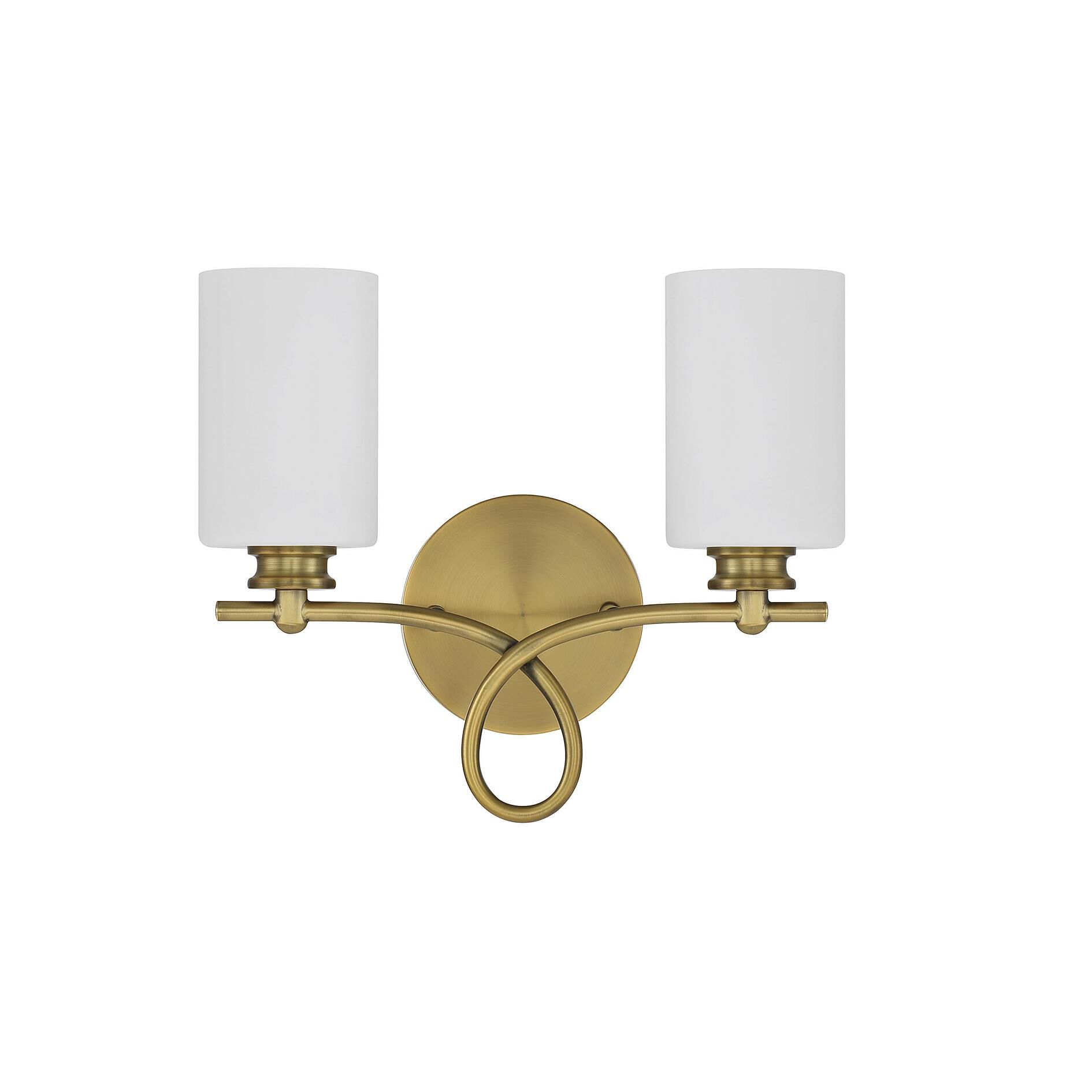 Shown in Warm Brass finish and White glass