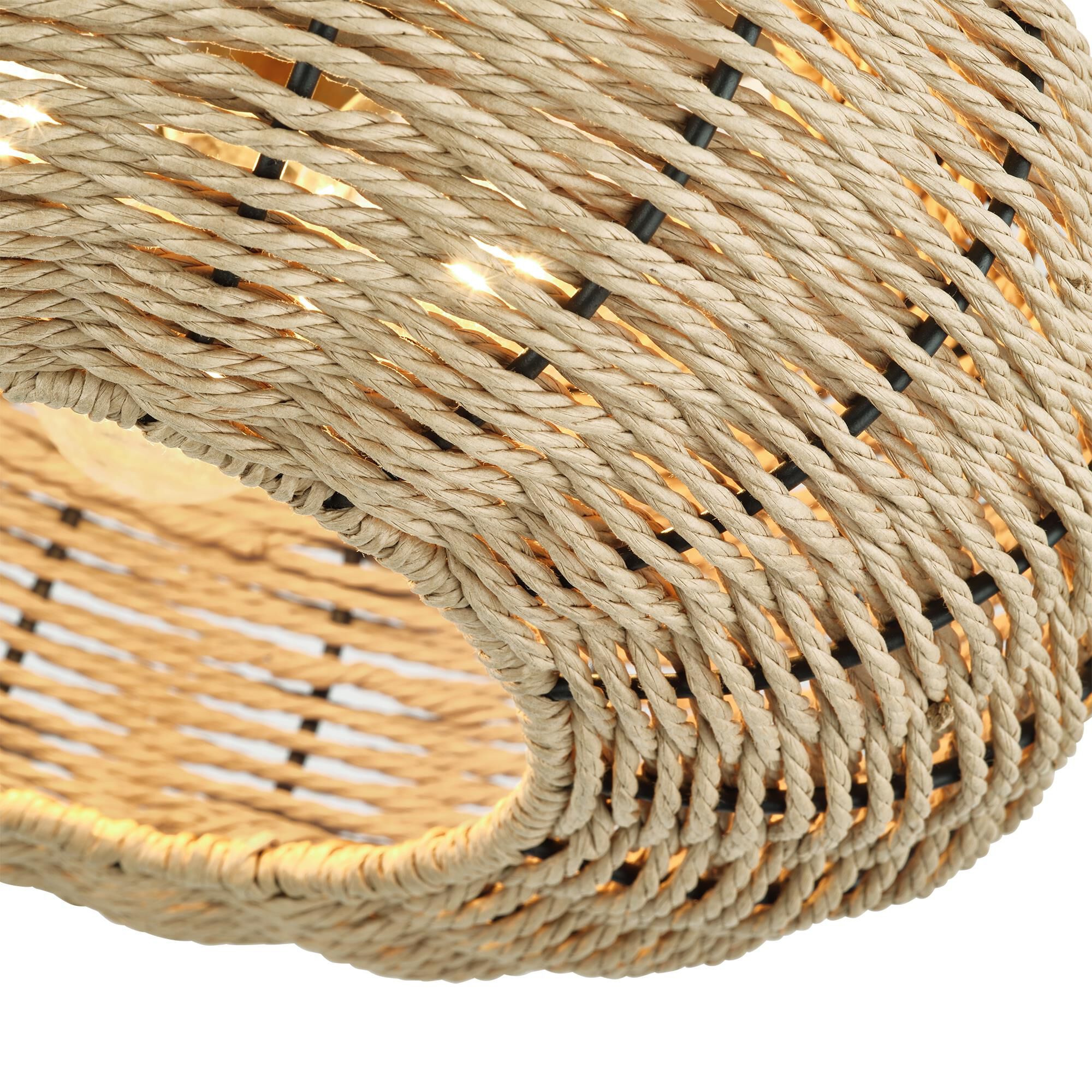 Shown in Antique Gold Leaf finish and Hand-Woven French Beige Paper Rope shade