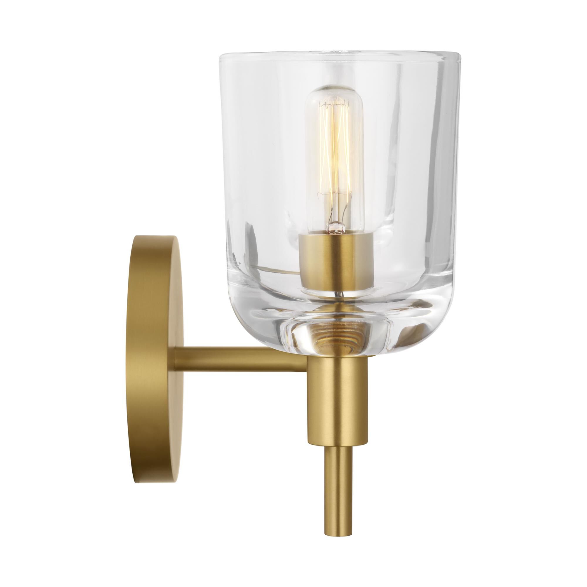 Shown in Burnished Brass finish and Clear glass