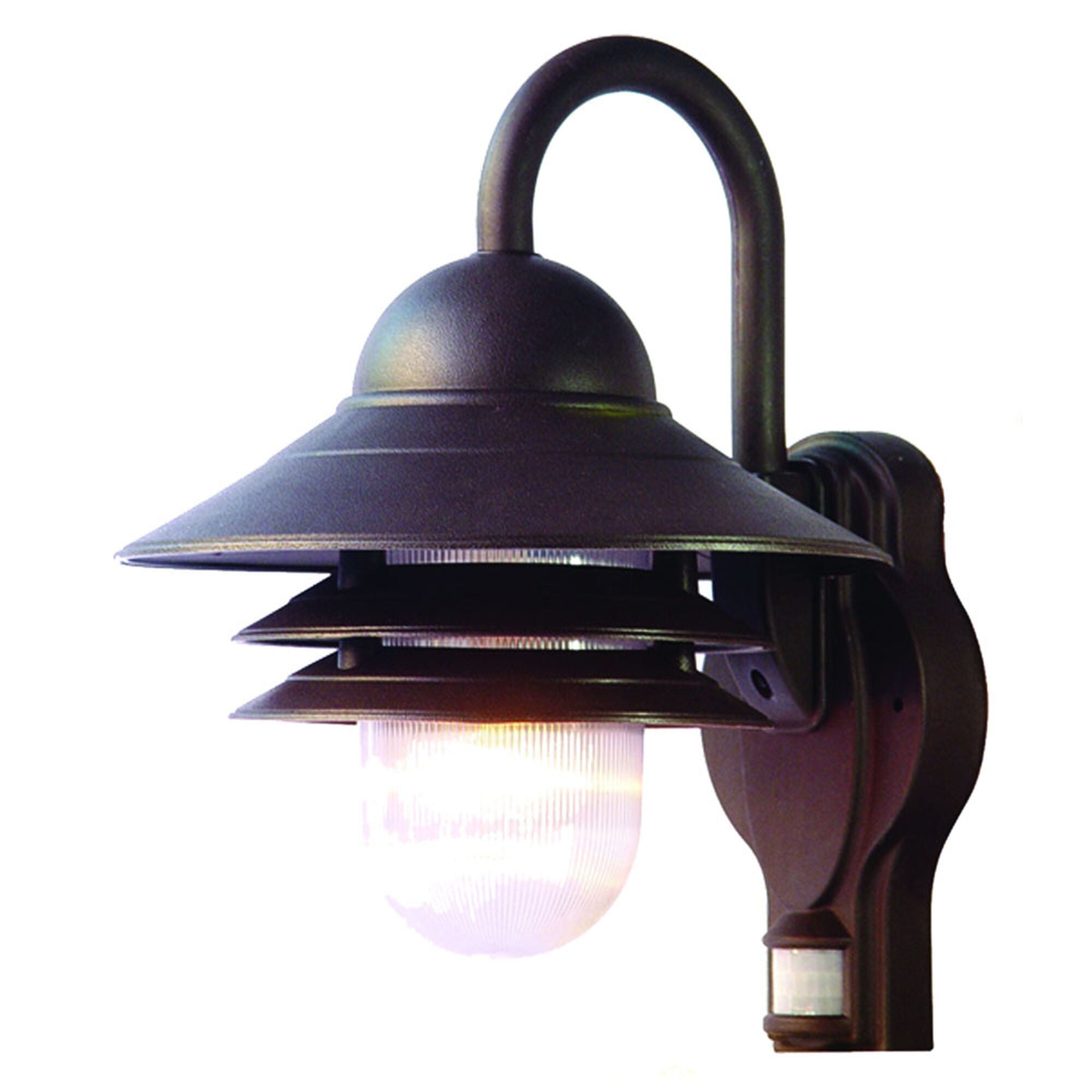 Shown in Architectural Bronze finish and Clear glass and Clear Prismatic Acrylic Globe shade