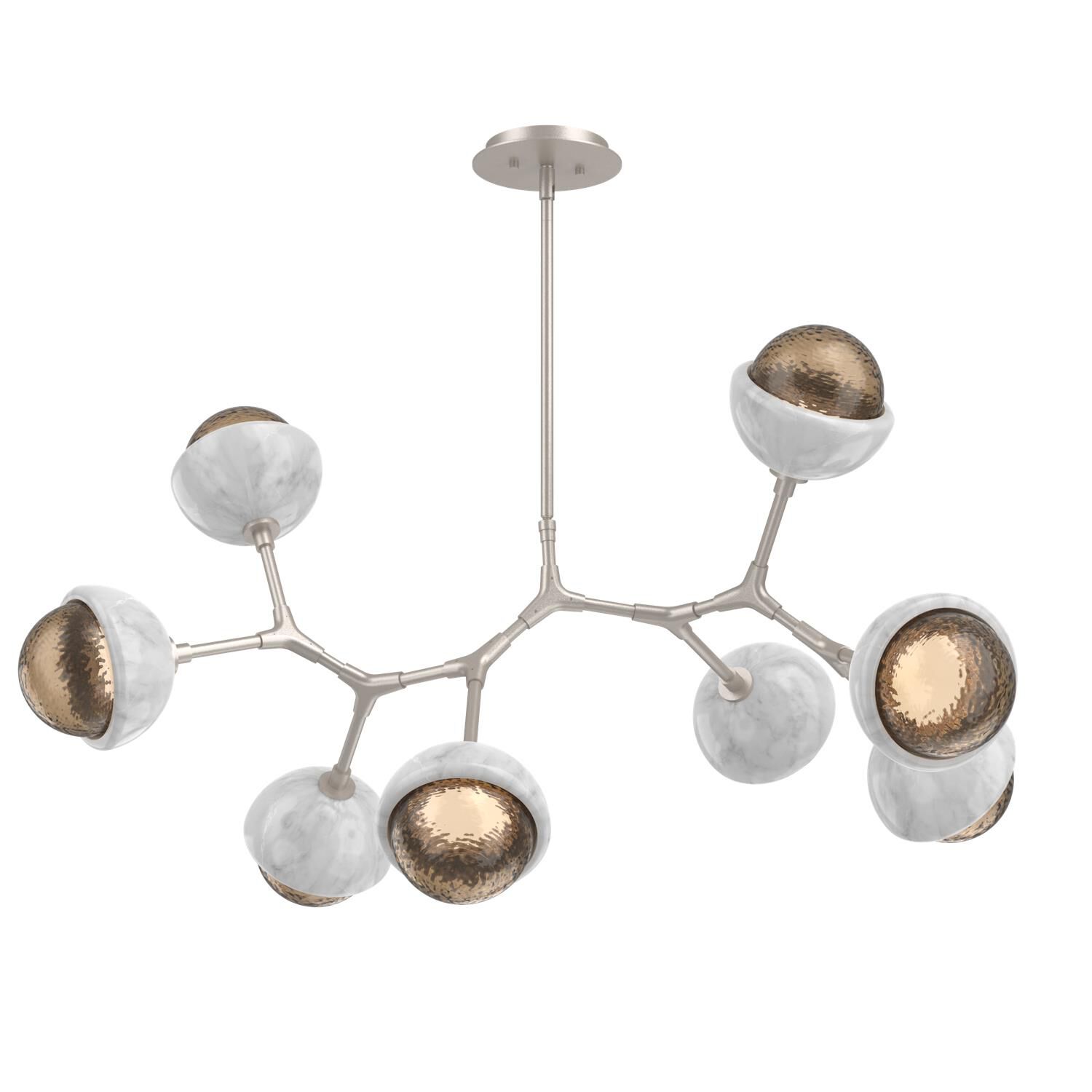 Shown in Beige Silver finish and Bronze glass and White Marble accent