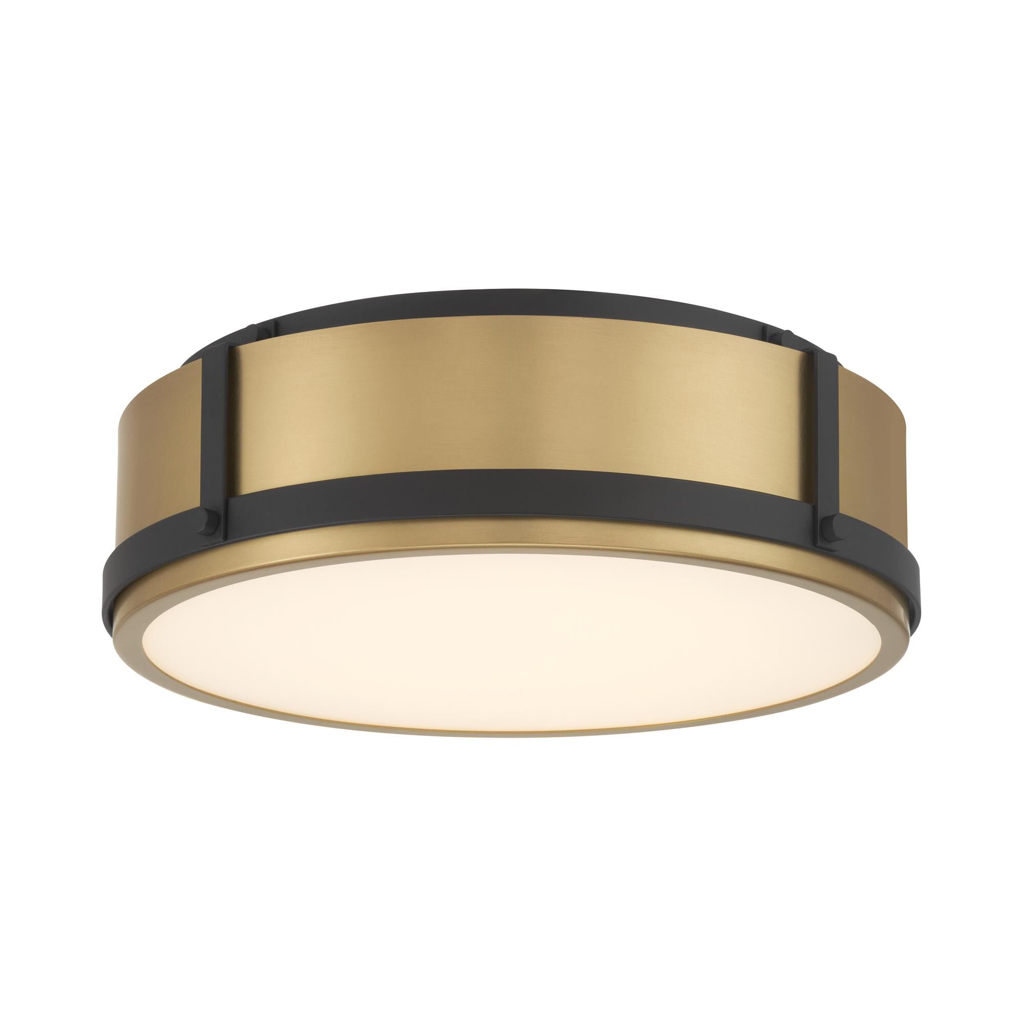 Shown in Legacy Brass and Dark Matte Black finish and Etched Opal glass