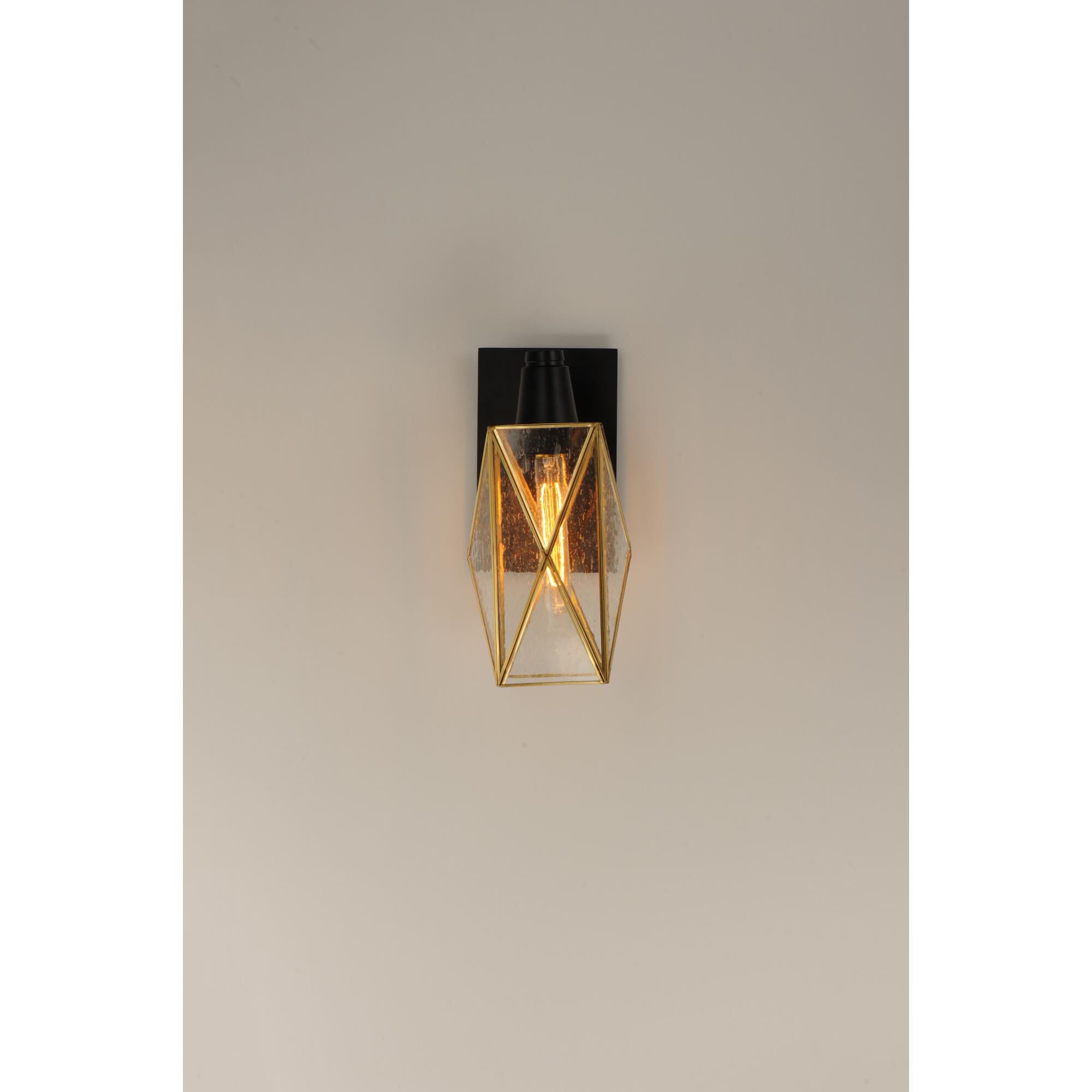 Shown in Black - Burnished Brass finish and Seedy glass