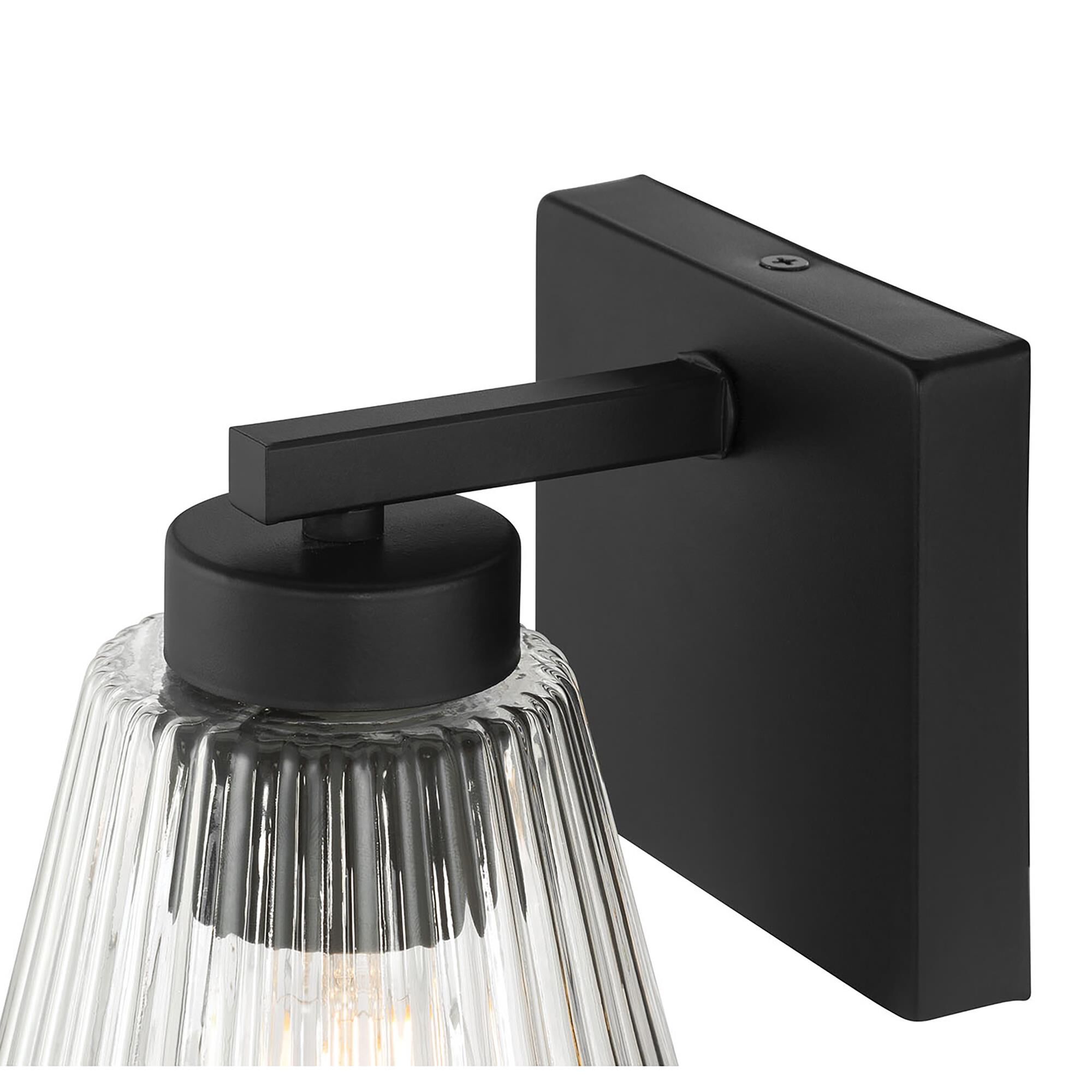 Shown in Matte Black finish and Clear Striated glass