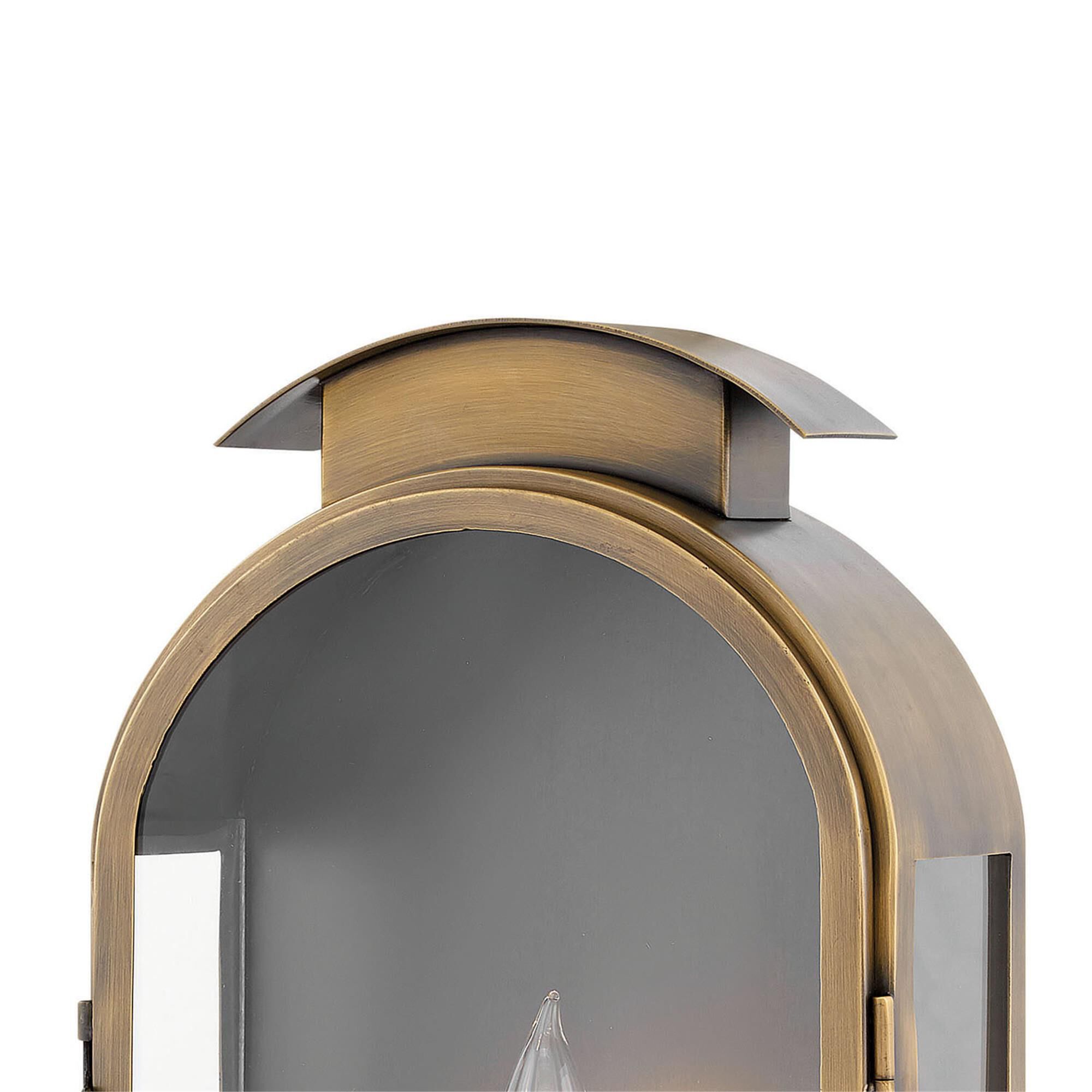 Shown in Light Antique Brass finish and Clear glass