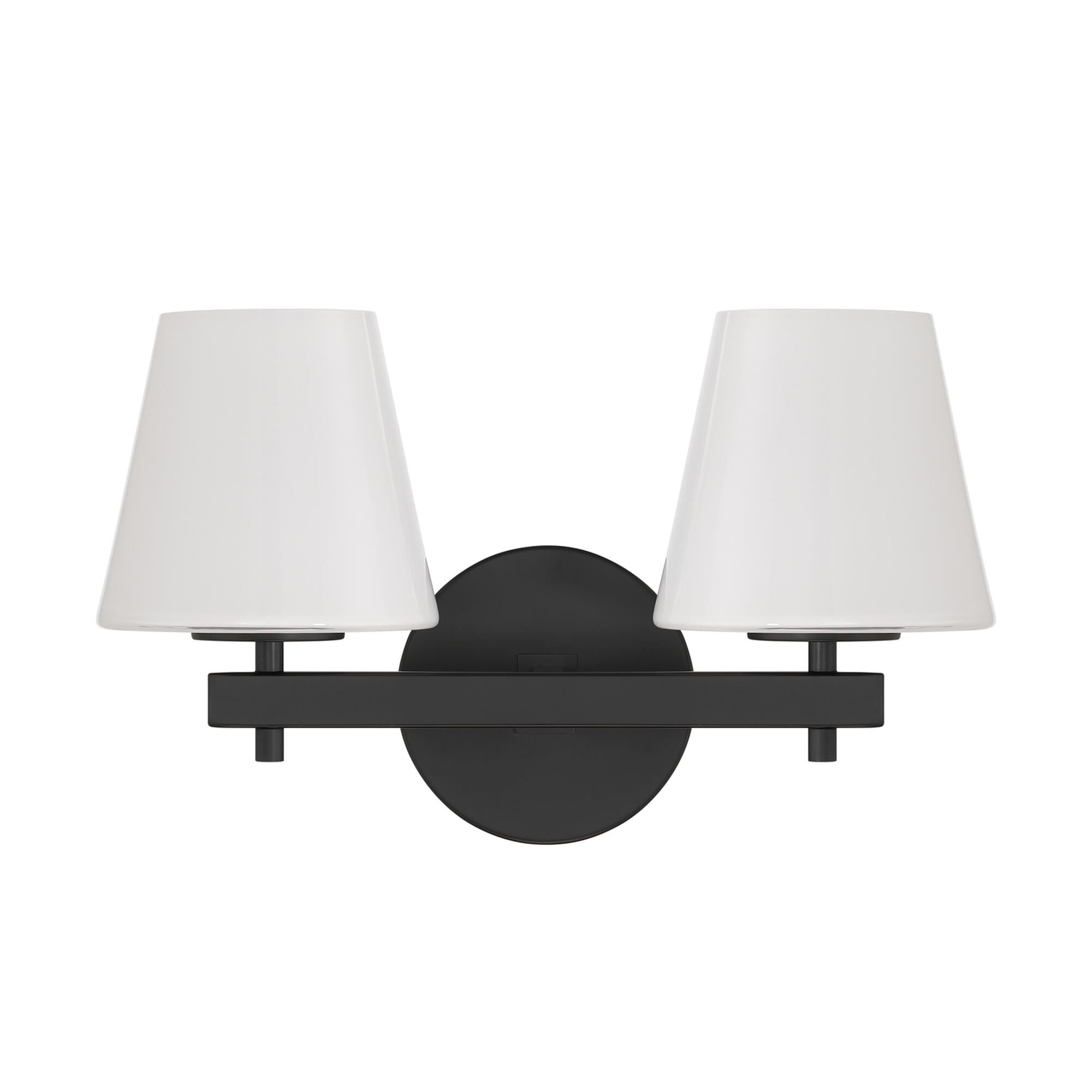 Shown in Black finish and Glass shade