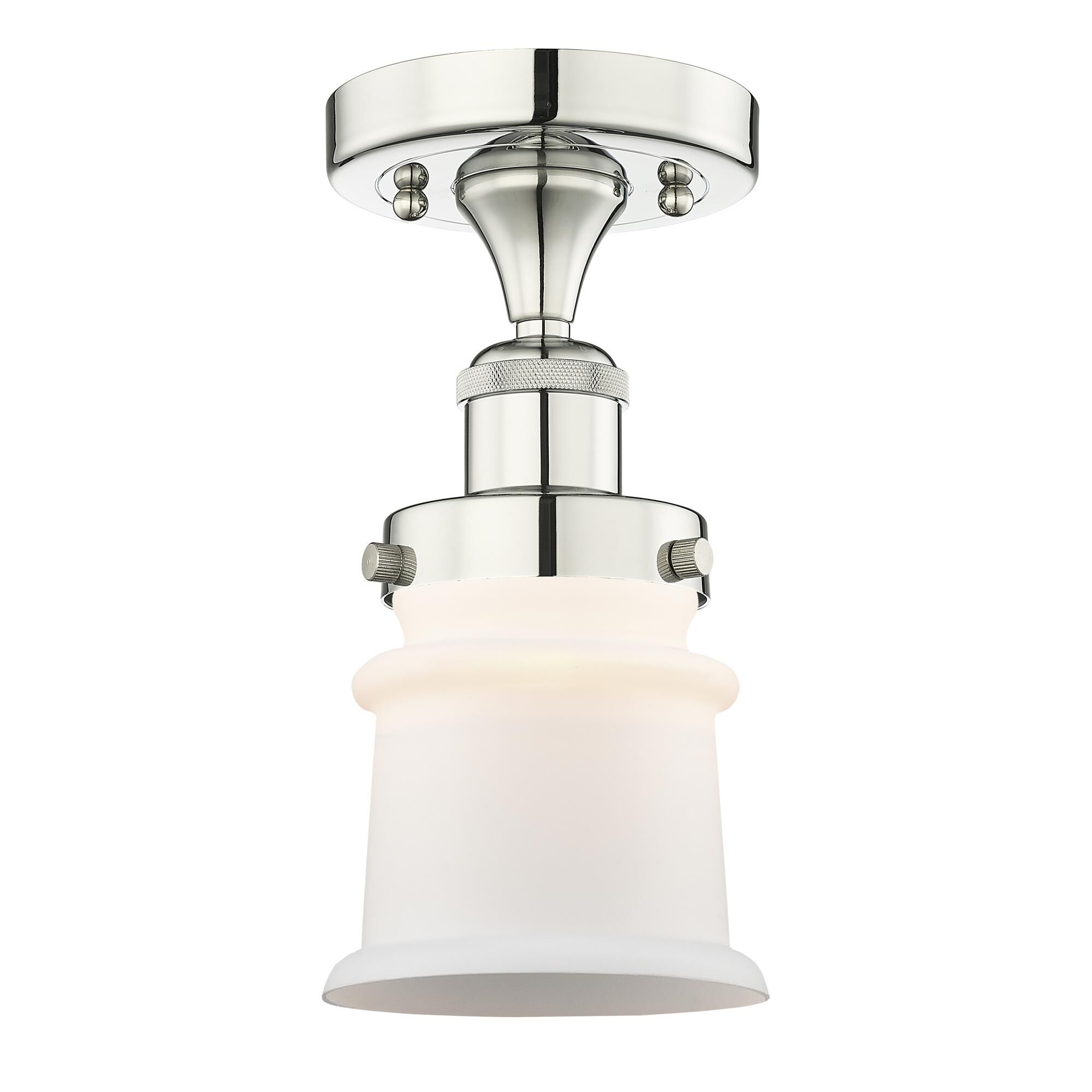 Shown in Polished Nickel finish and Matte White glass