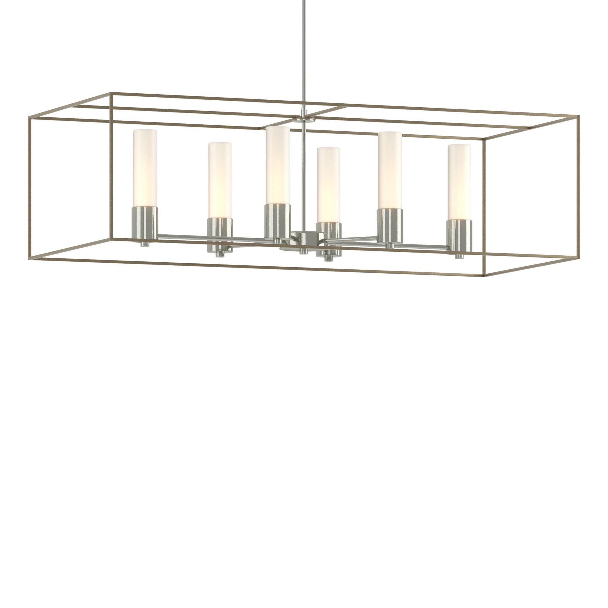 Shown in Sterling finish and Opal glass and Soft Gold accent