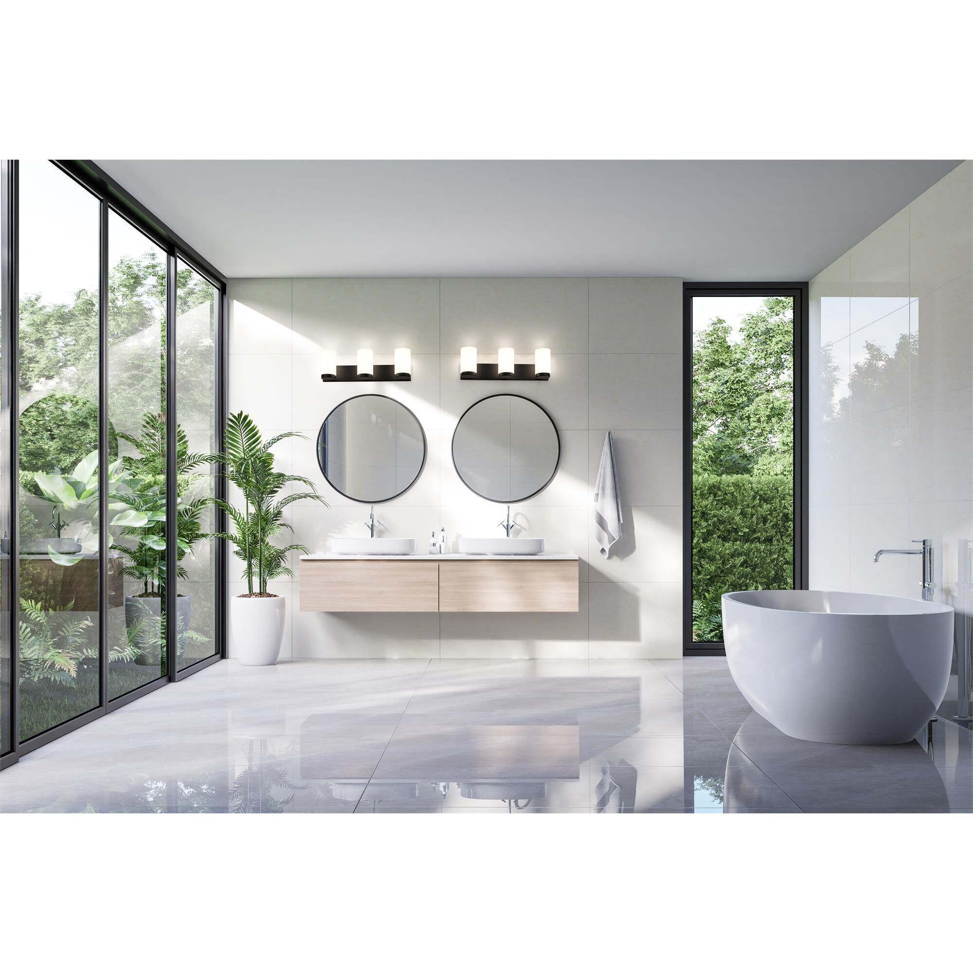 Shown in Matte Black finish and Matte Opal glass and Matte Opal shade