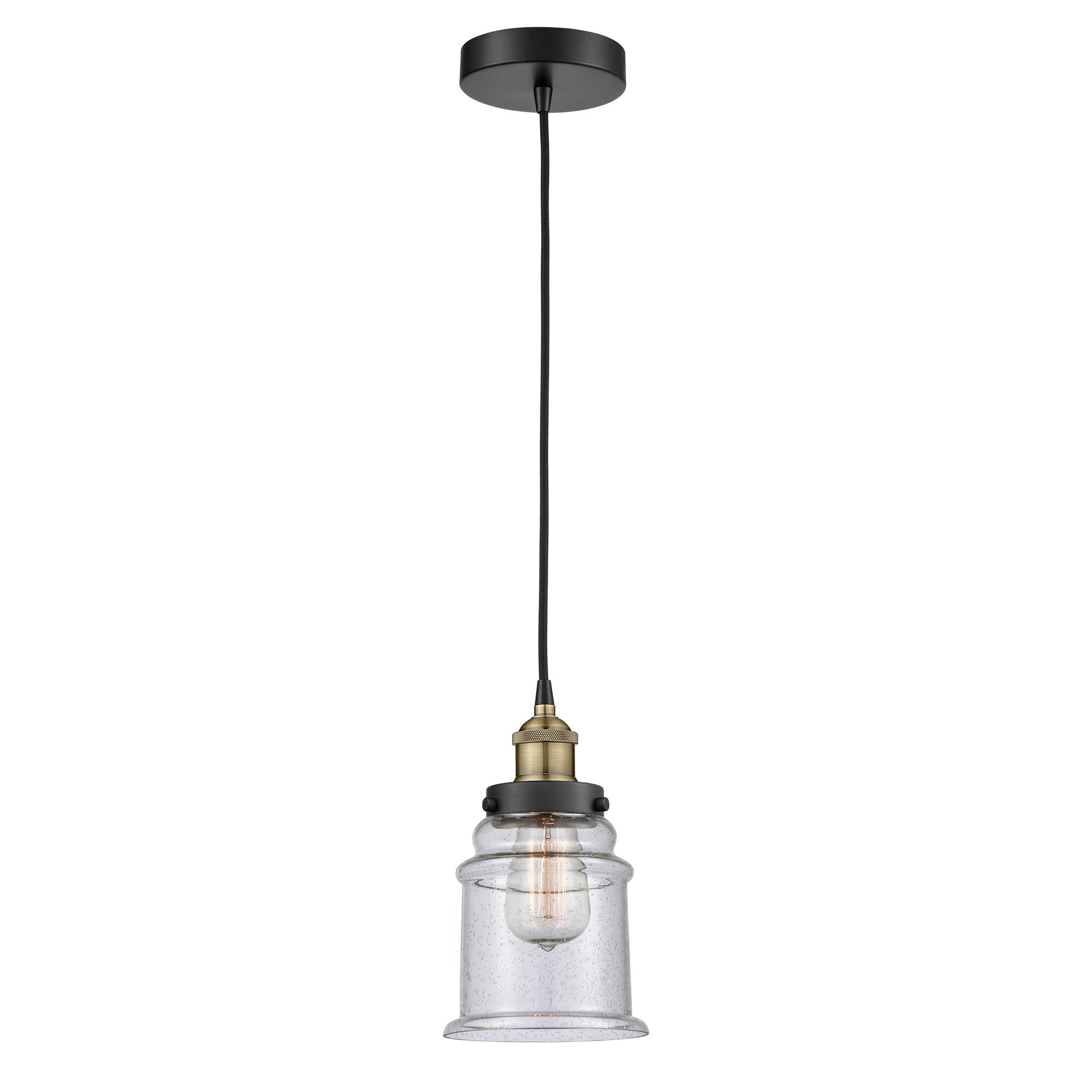 Shown in Black Antique Brass finish and Seedy glass