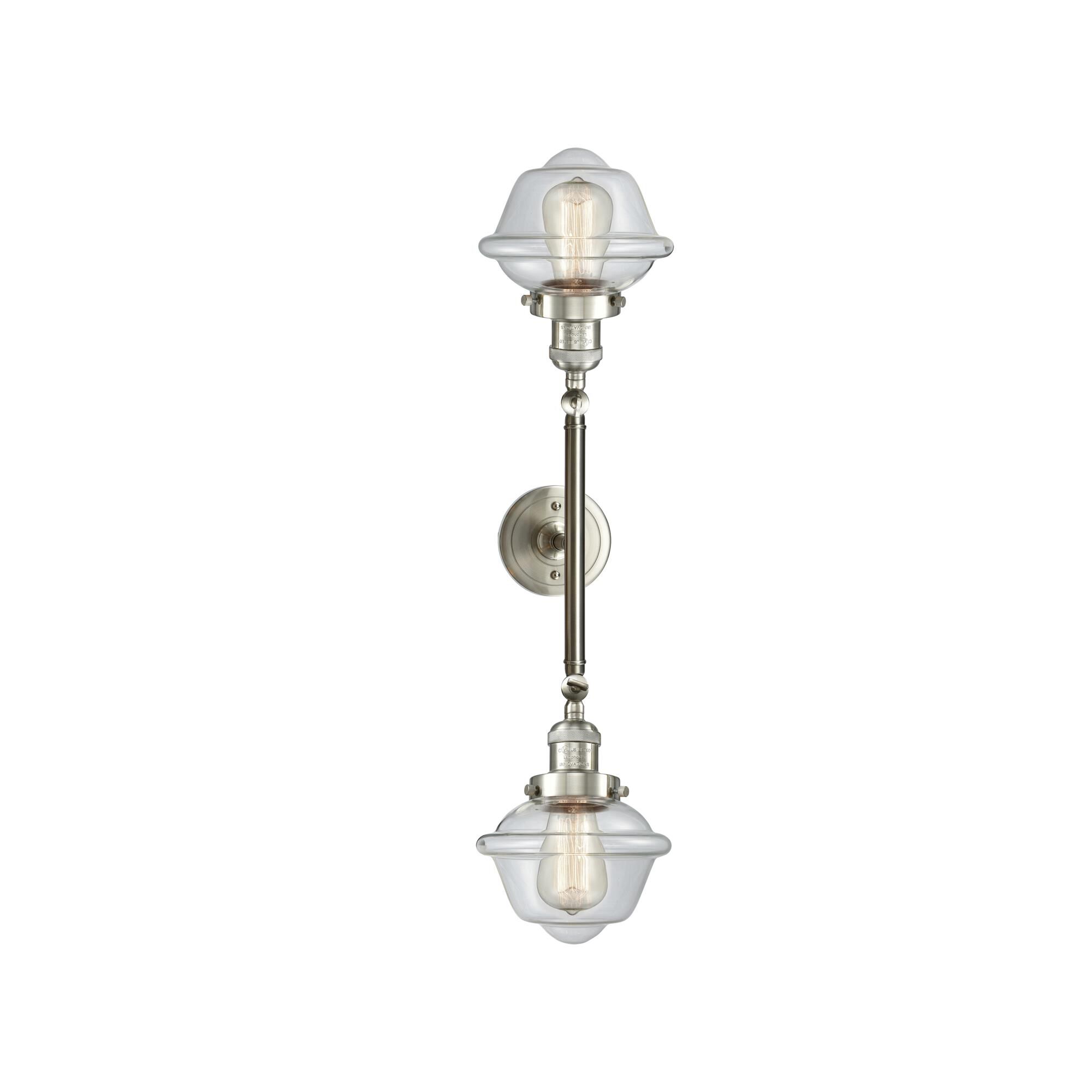 Shown in Brushed Satin Nickel finish and Clear glass