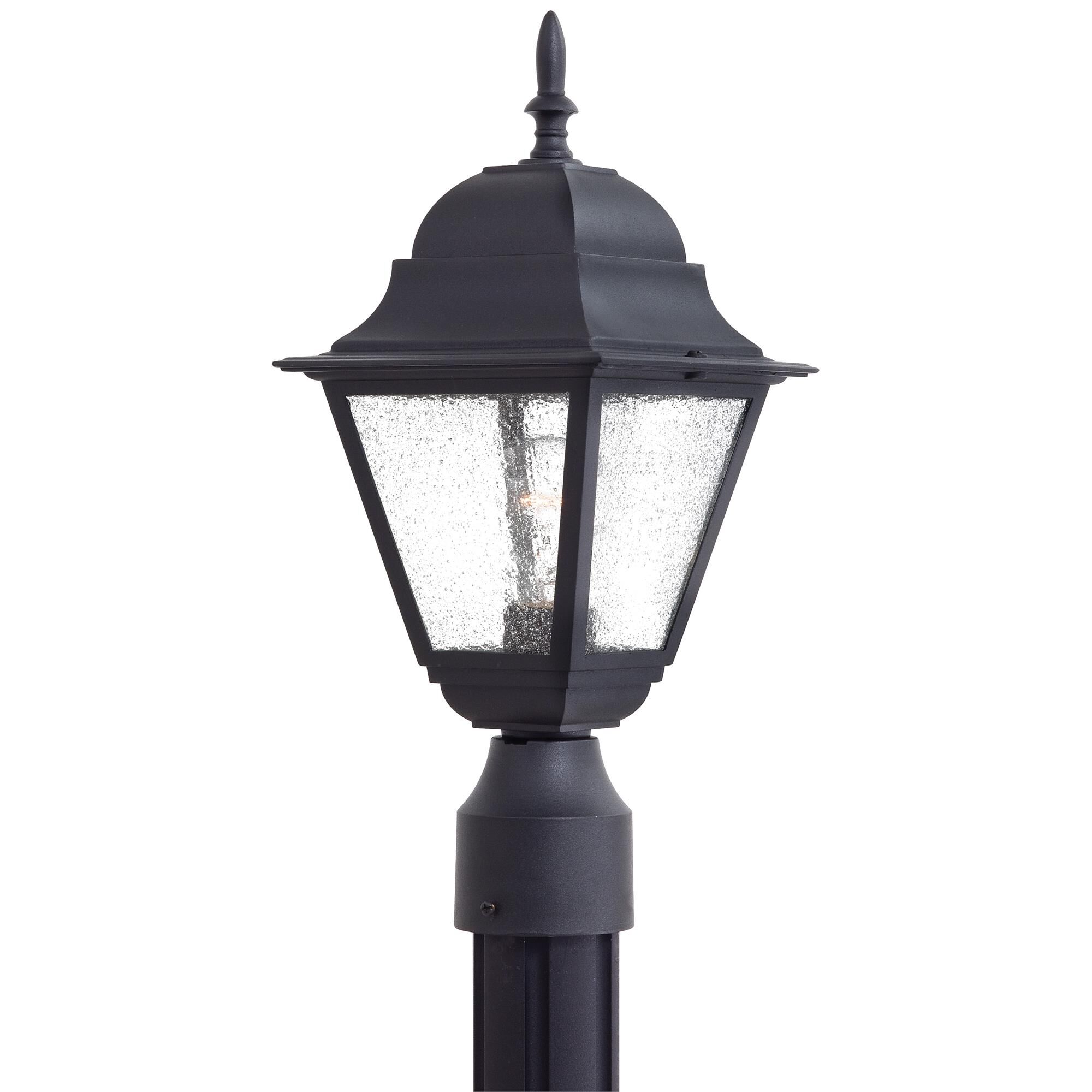 Shown in Black finish and Clear Seeded glass