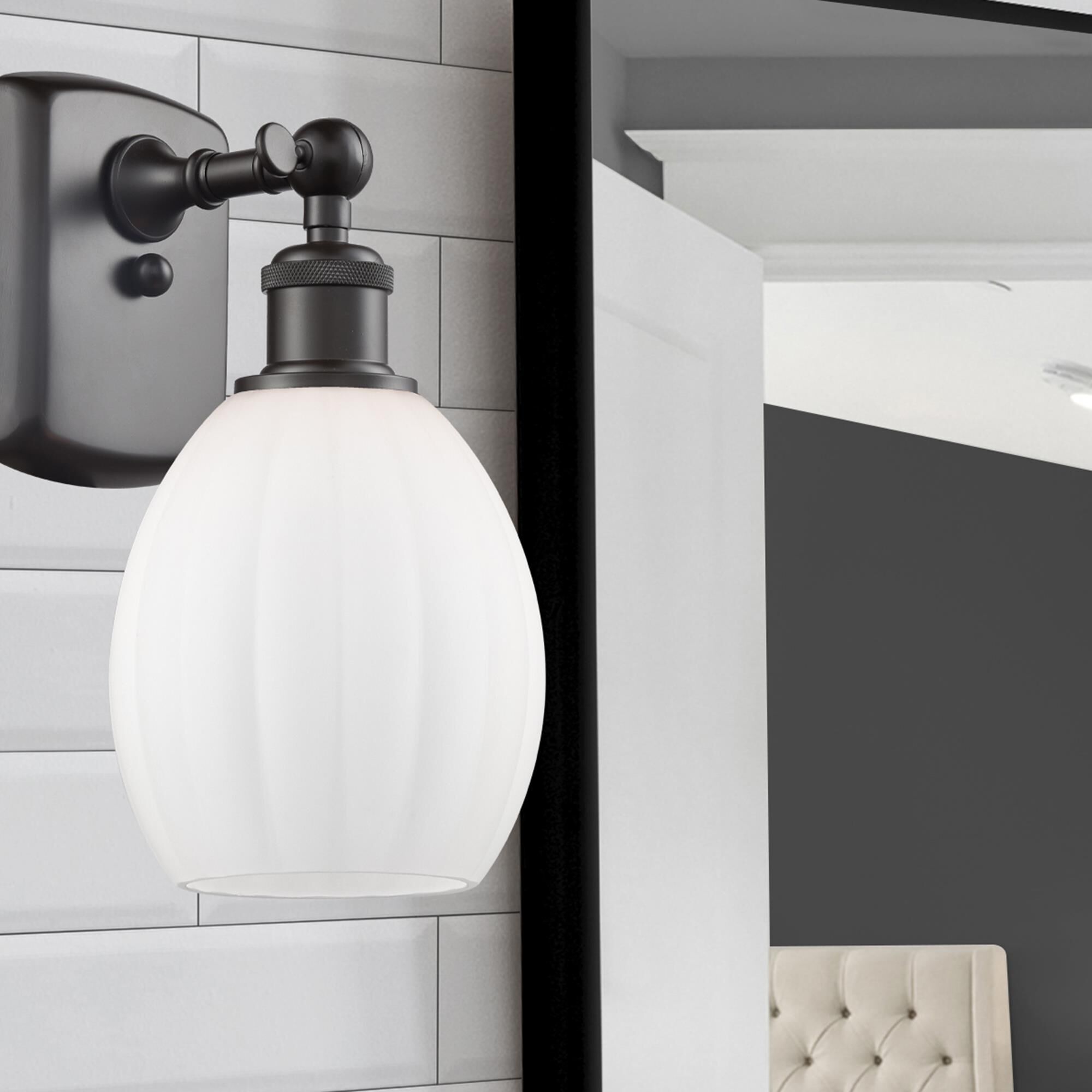 Shown in Oil Rubbed Bronze finish and Matte White - Sphere glass