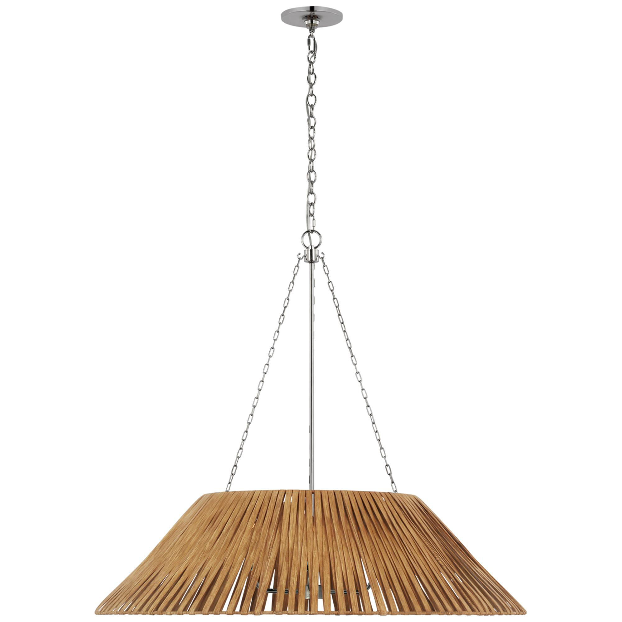 Shown in Polished Nickel finish and Natural Wicker shade