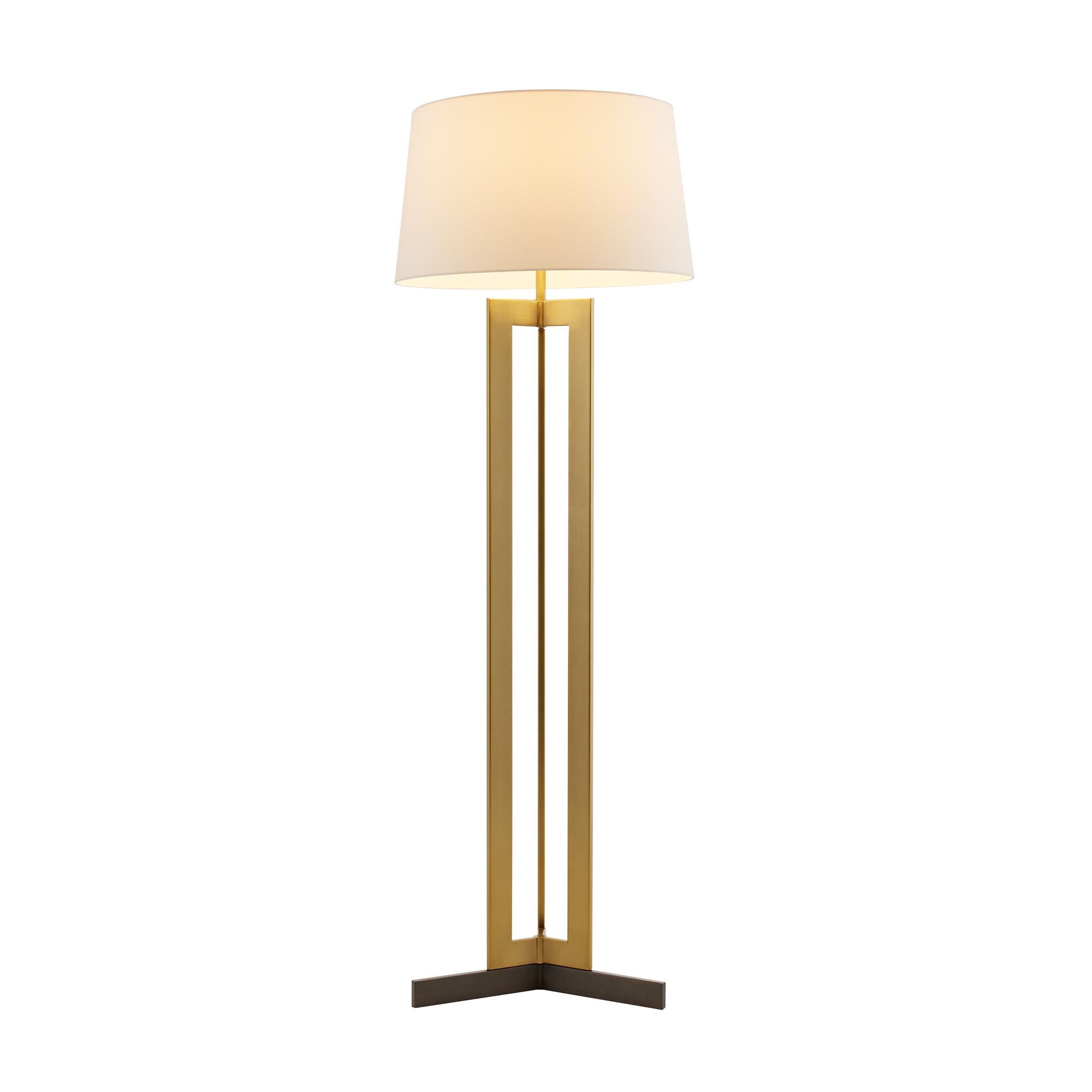Shown in Antique Brass finish and Microfiber shade