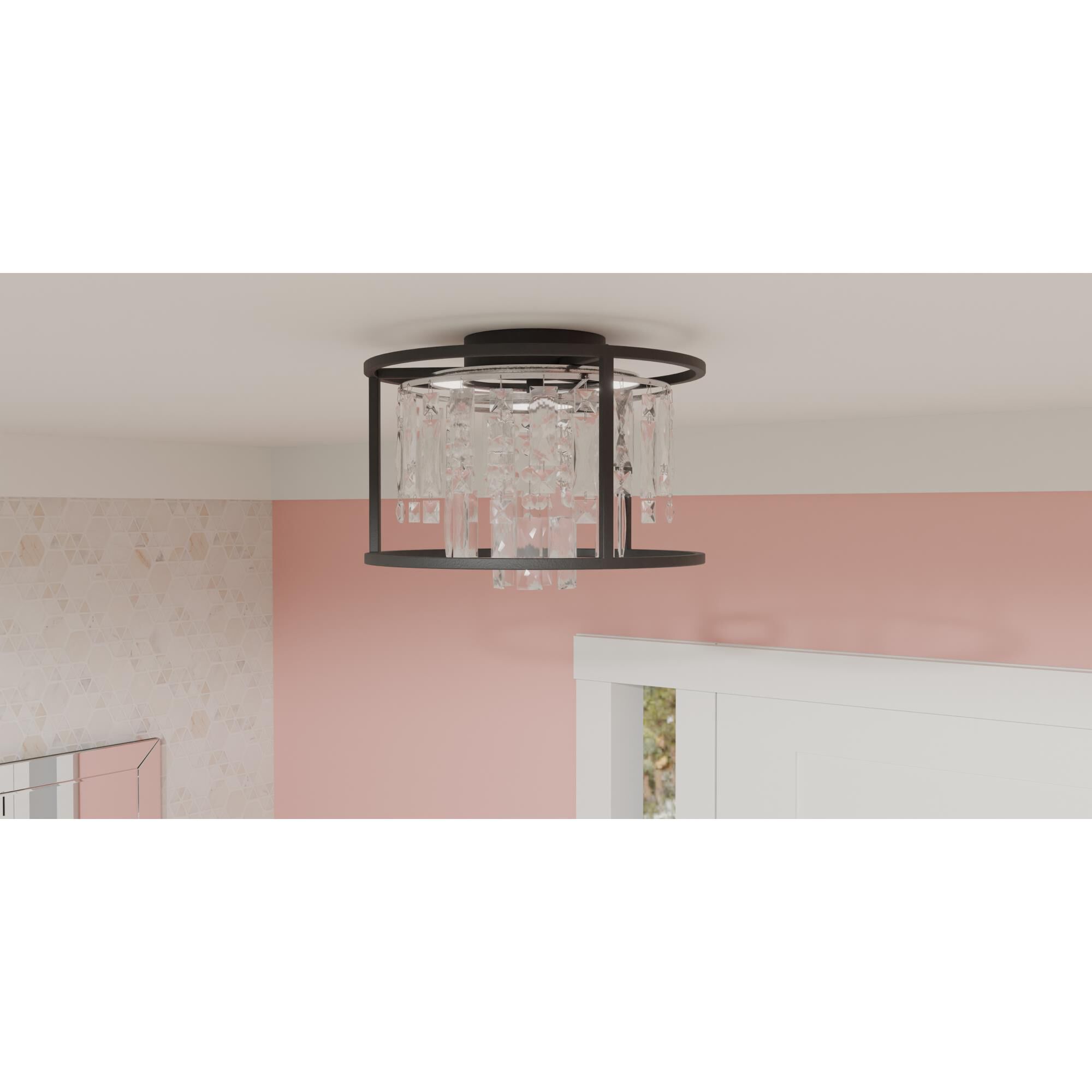 Shown in Matte Black finish and Clear Crystal glass