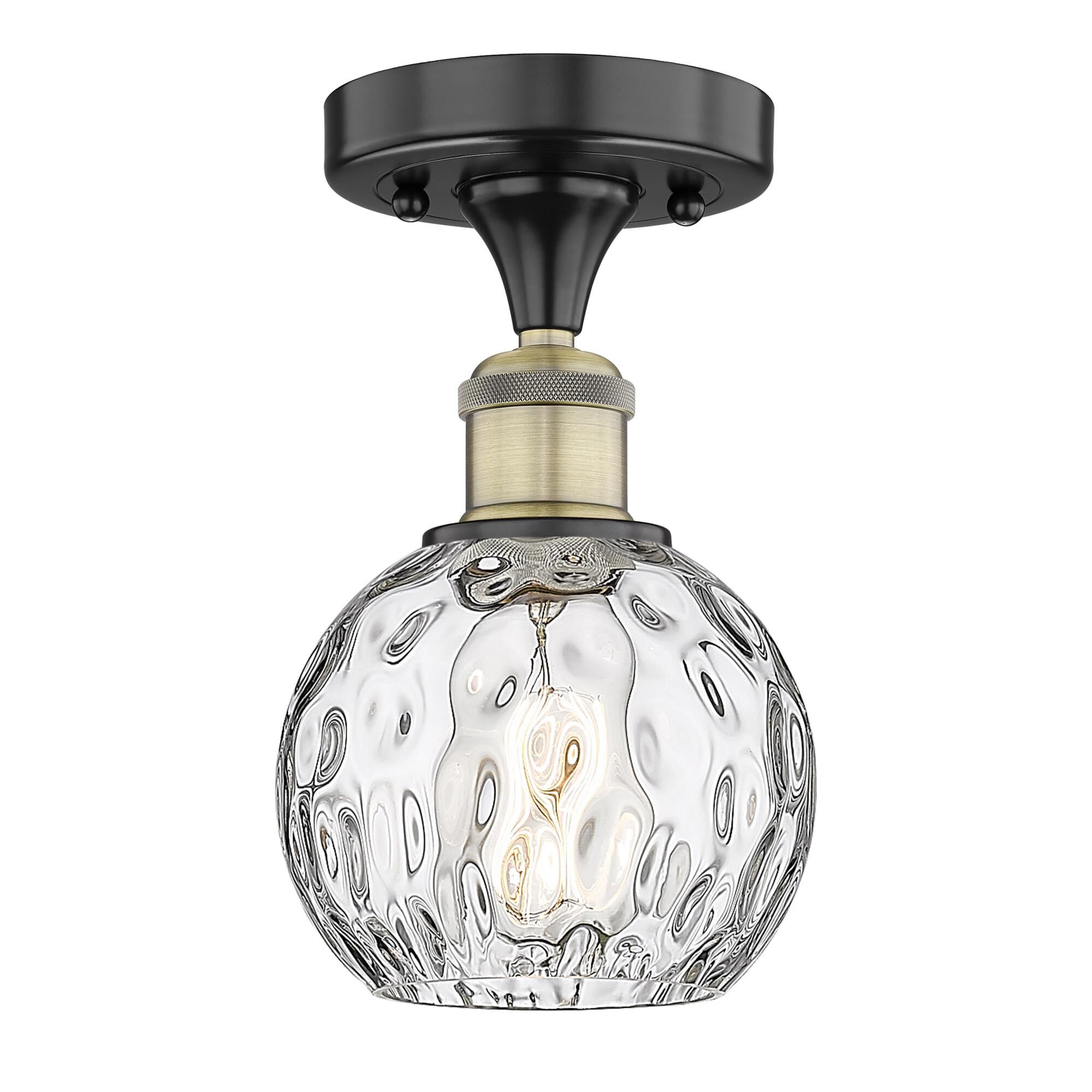 Shown in Black Antique Brass finish and Clear Water Glass glass