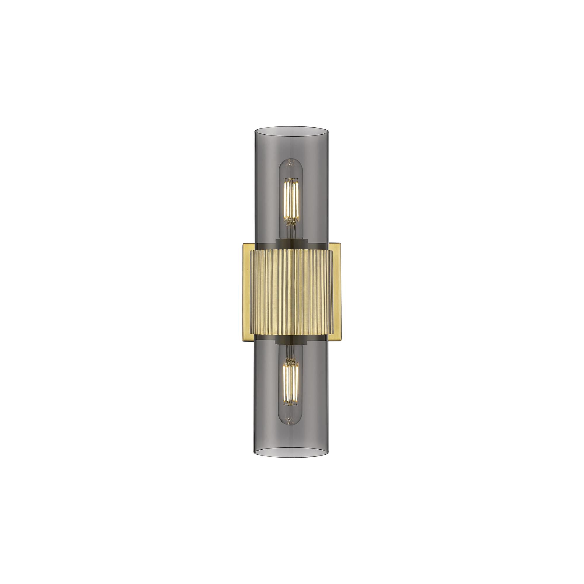 Shown in Brushed Brass finish and Plated Smoke glass