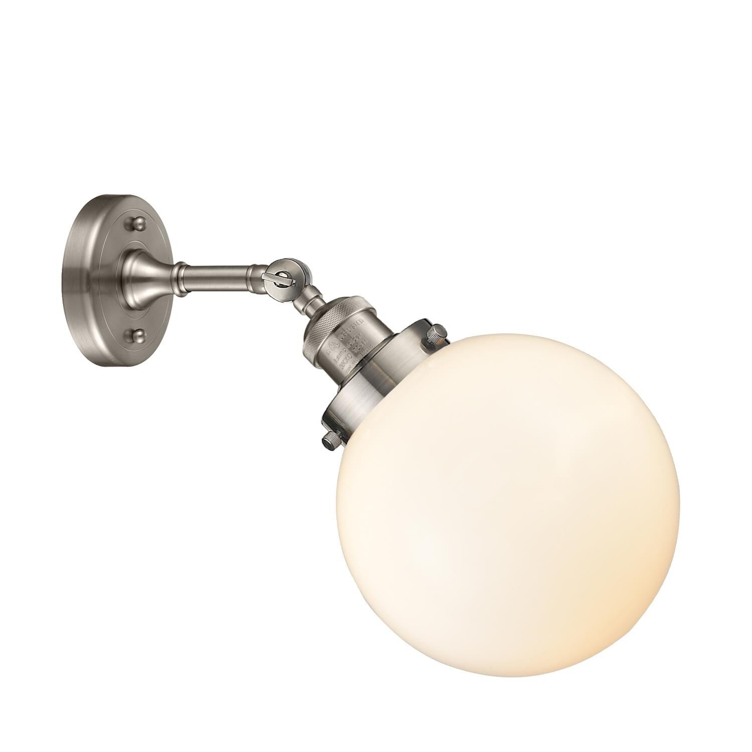 Shown in Brushed Satin Nickel finish and Matte White Cased glass and No Accent accent