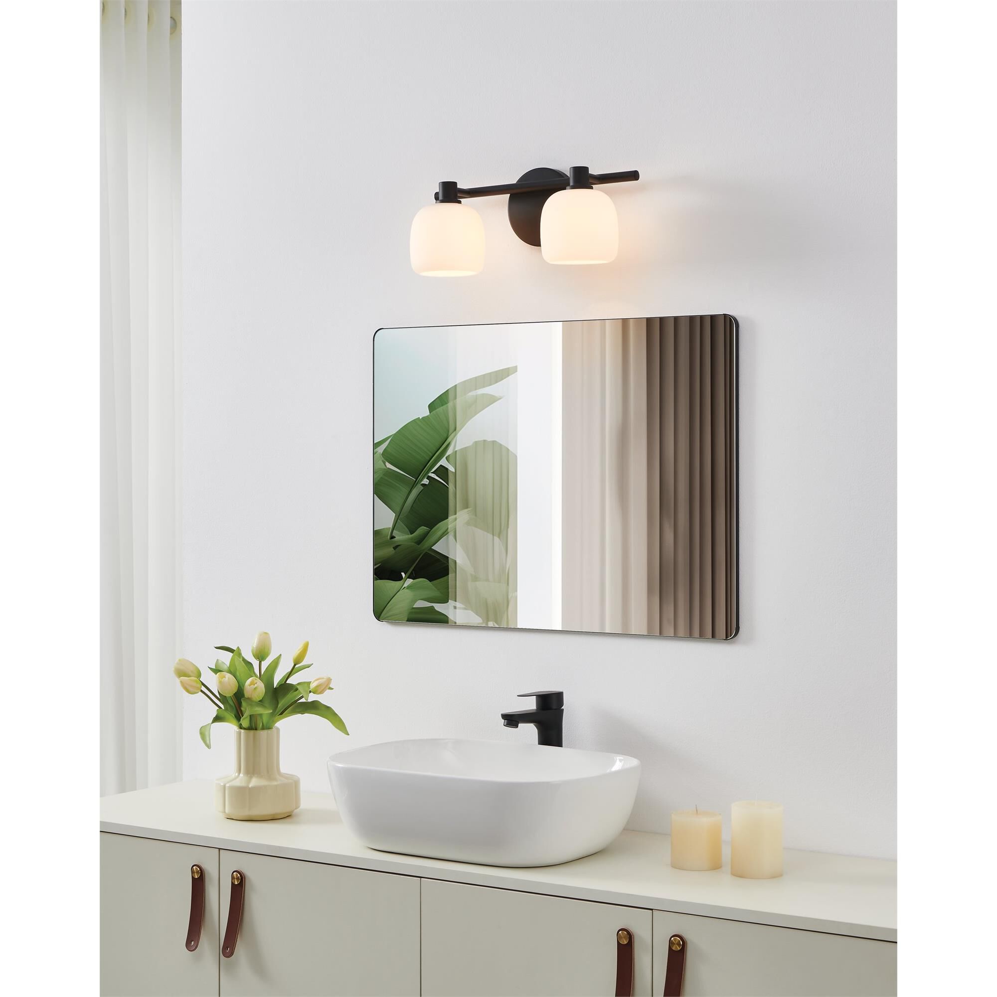 Shown in Matte Black finish and Etched Opal glass