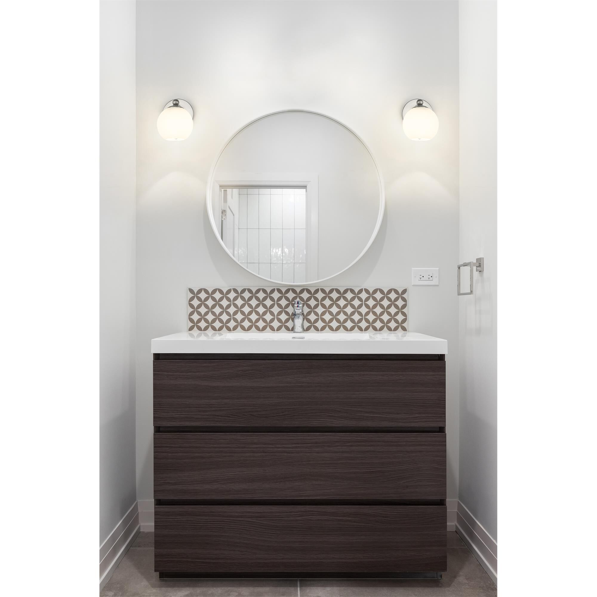 Shown in Brushed Nickel finish and Opal Etched glass